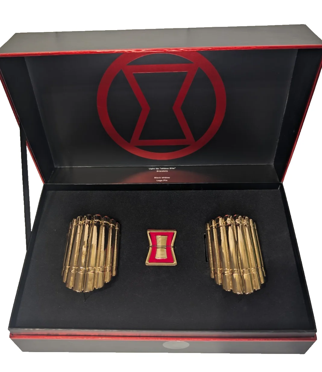 Marvel Avengers Black Widow LED Widow Bite Light Up Bracelets Belt Pin Replica, image 2