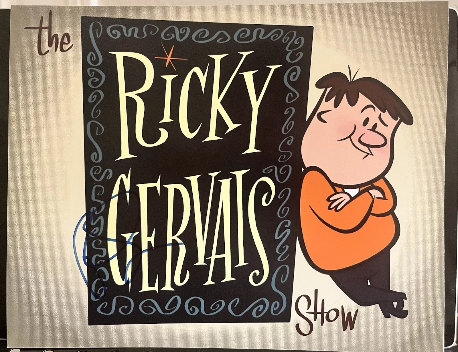 Ricky Gervais — SIGNED! Ricky Gervais Show Cartoon Print 8x10 Autographed