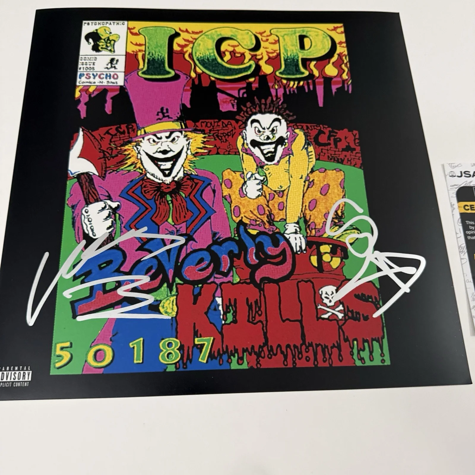 INSANE CLOWN POSSE SIGNED BEVERLY KILLS 50187 PHOTO ICP SHAGGY VIOLENT J JSA COA, изображение 2
