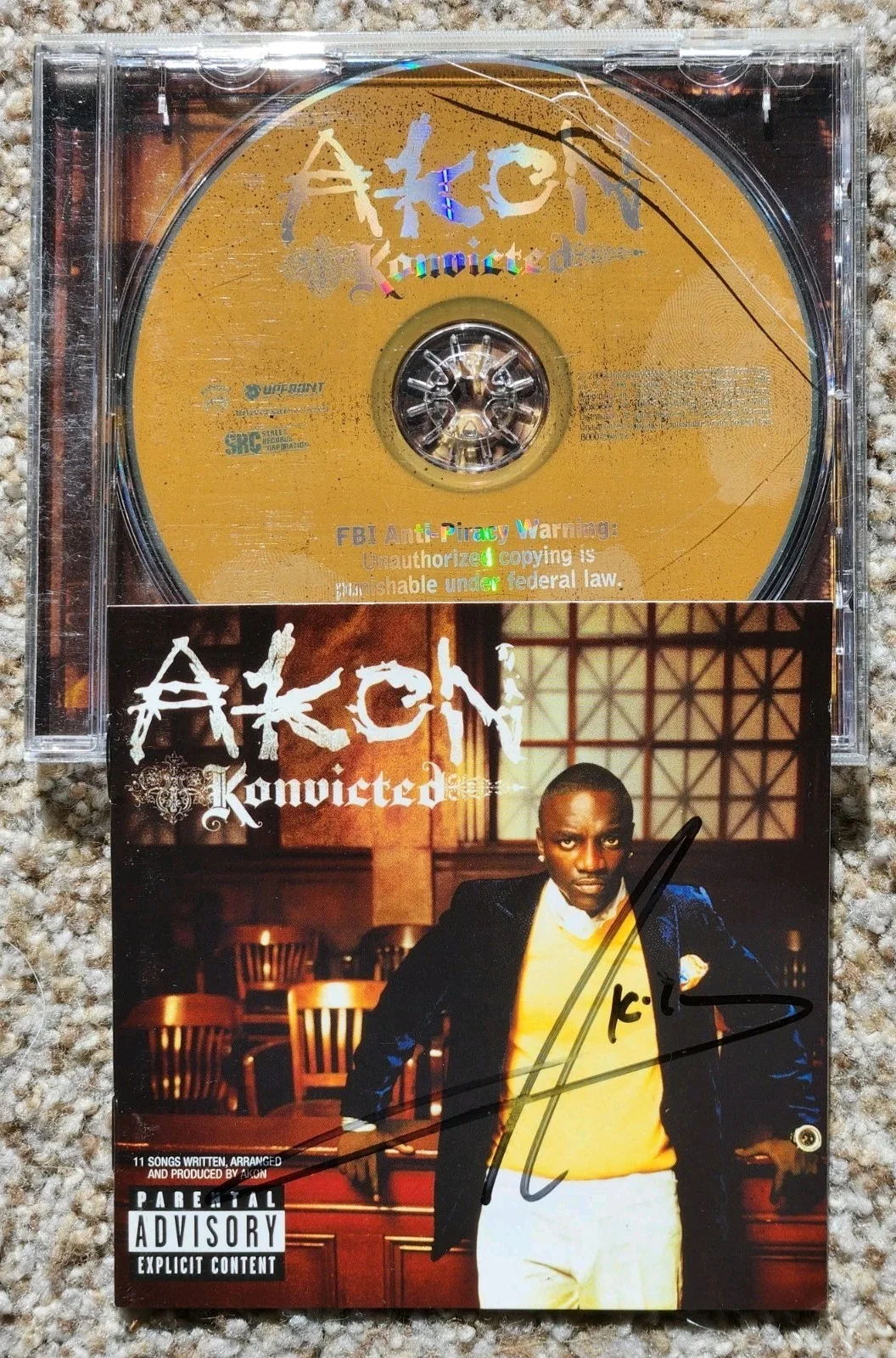 MUSIC LEGEND AKON Signed Konviction CD Autographed Rap Hip Hop RnB, image 2