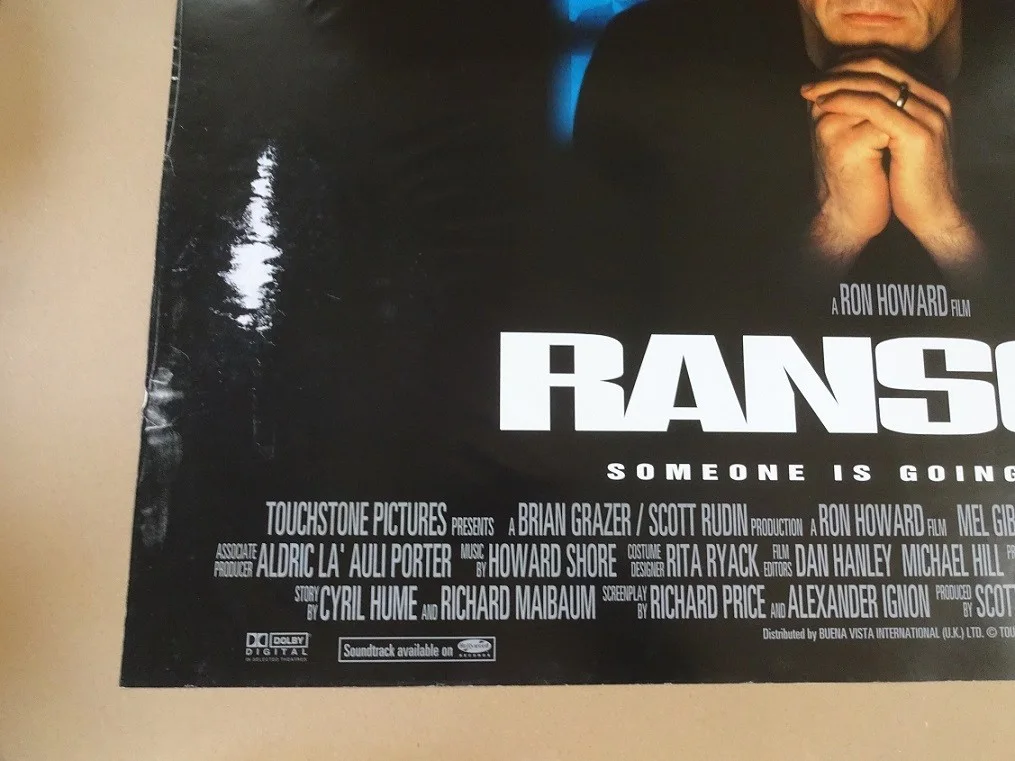 Ransom Original 1996 Double Side Quad Movie Poster 40x30" Mel Gibson Gary Sinise, изображение 3