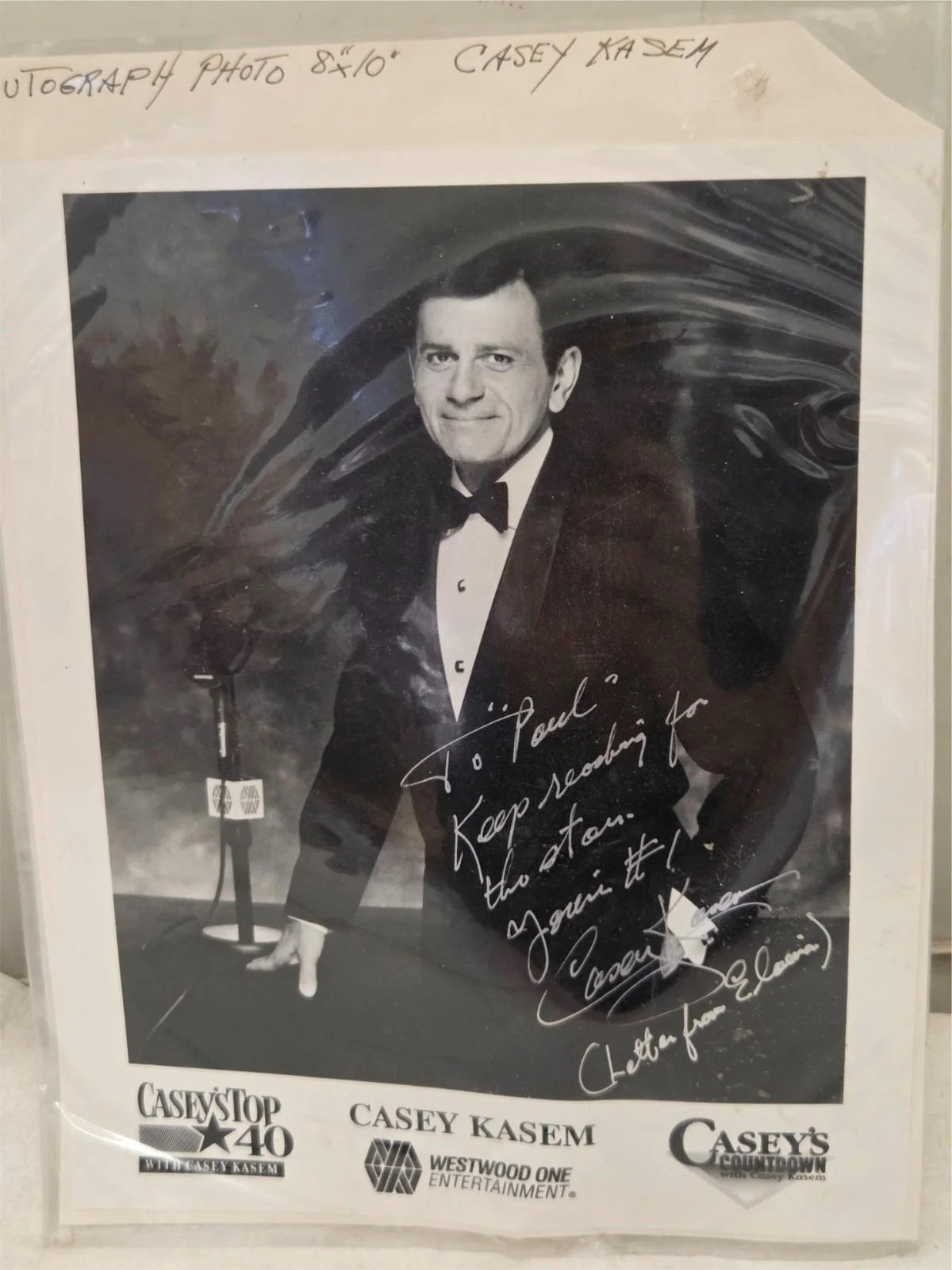 Casey Kasem Signed 8x10 Photo Autograph Casey’s Top 40 Radio Host, image 2