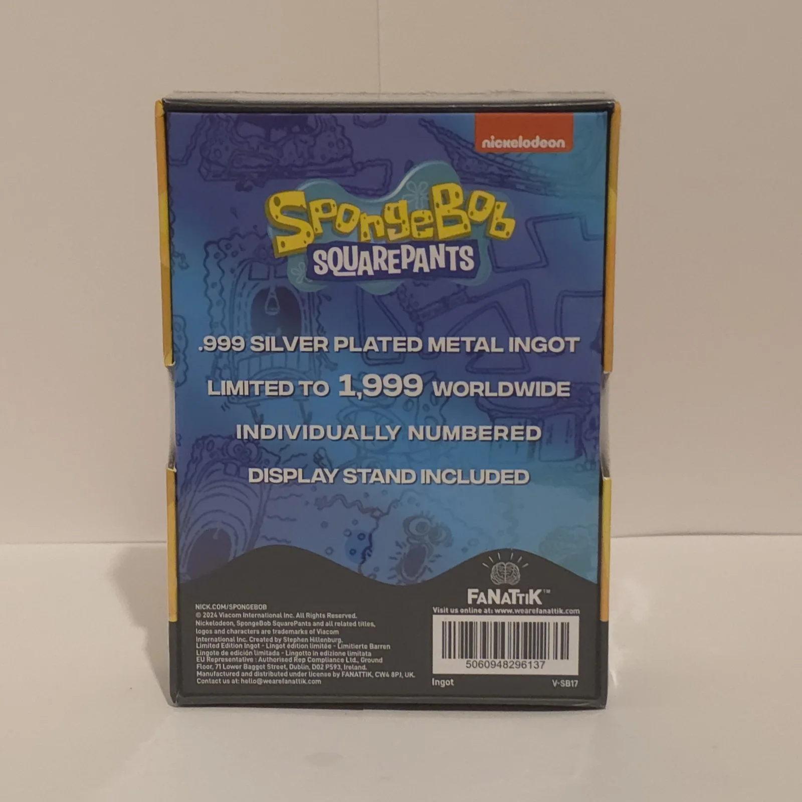 SpongeBob SquarePants .999 Silver Plated Official Ingot Limited Edition 1/1999, image 3