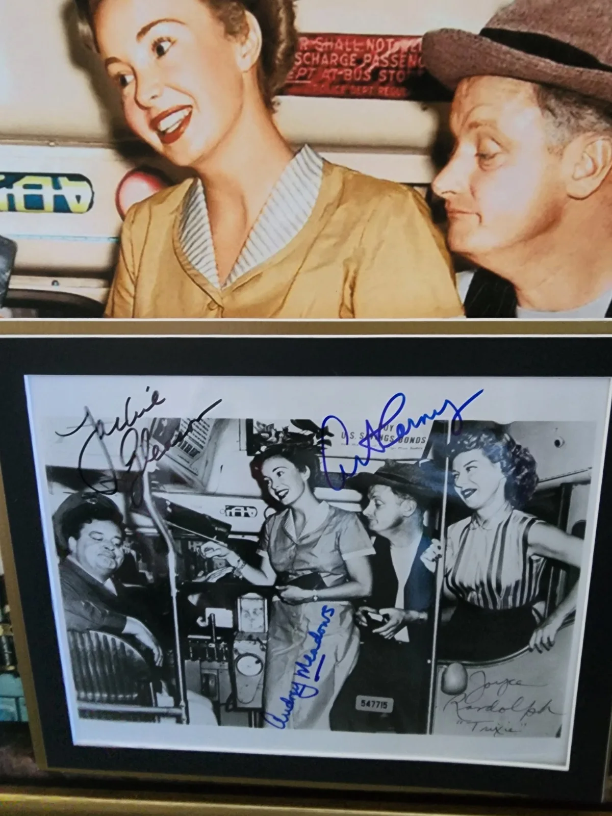 The honeymooners cast signed, including jackie gleason, color 8 X 10 framed, image 4