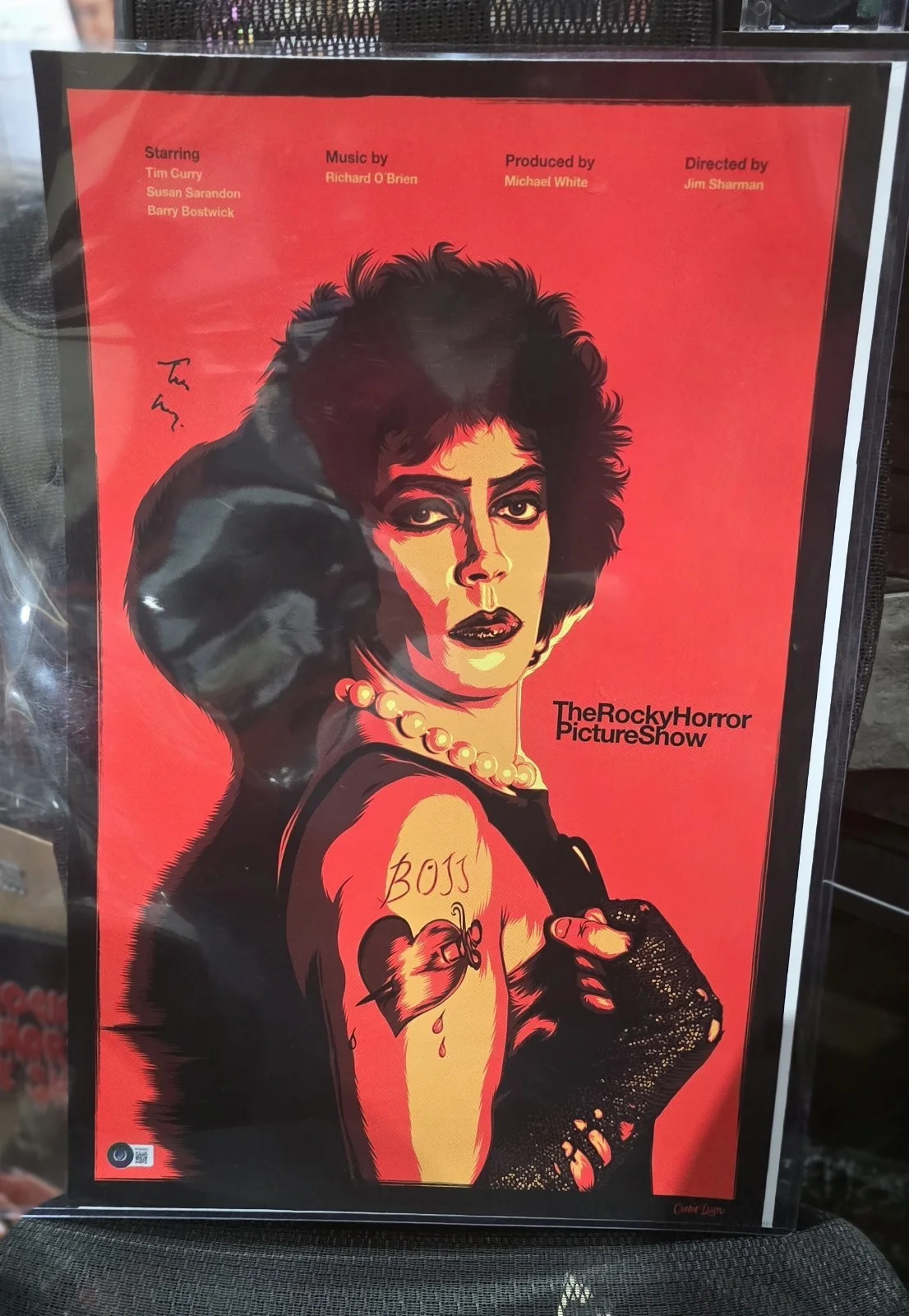 Tim Curry — Tim Curry Signed Rocky Horror Picture Show Lithograph 2/50 24x16 Beckett Witness