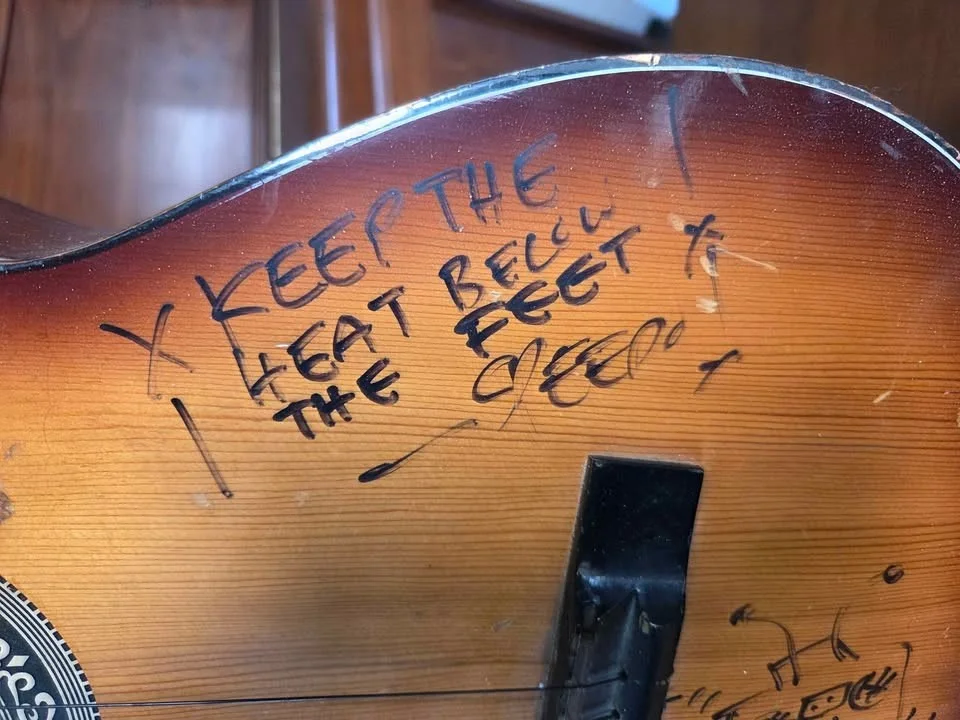 acoustic guitar signed by band members of Rocket From the Crypt punk rock band, image 4