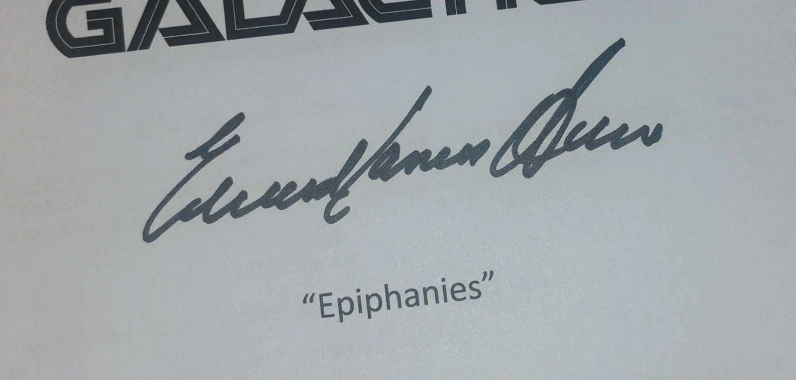 Battlestar Galactica 3x Cast Hand Signed Script COA Edward James Olmos, image 3