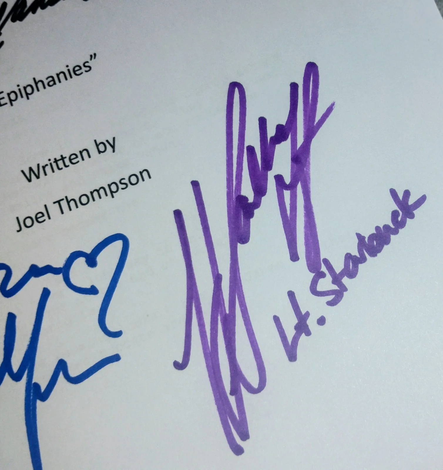 Battlestar Galactica 3x Cast Hand Signed Script COA Edward James Olmos, image 5