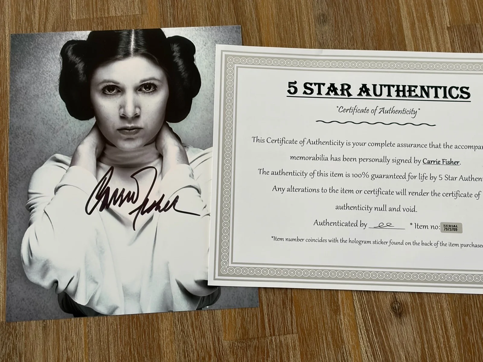 Carrie Fisher — Carrie Fisher Autographed 8x10 Photo, signed, authentic, Star Wars, Leia, COA