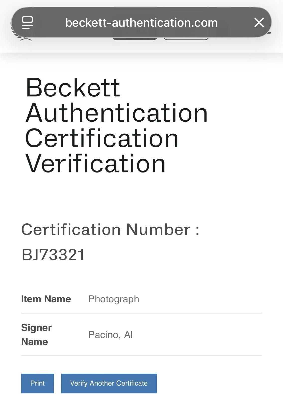 Al Pacino Signed 8x10 - Auto Certified by BSA Beckett Authentic, image 3