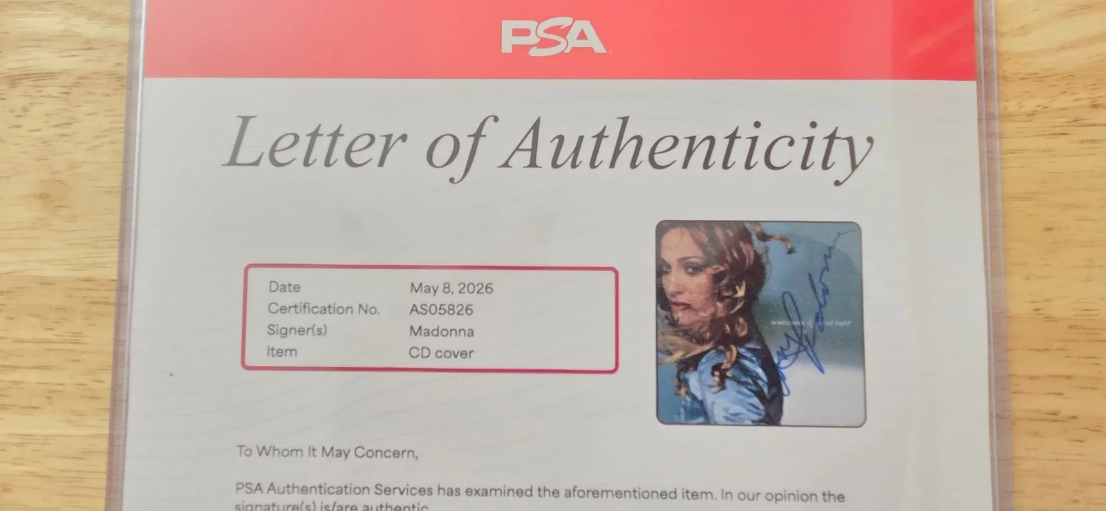 Madonna signed Ray of Light CD Cover PSA/DNA LOA Rare, image 5