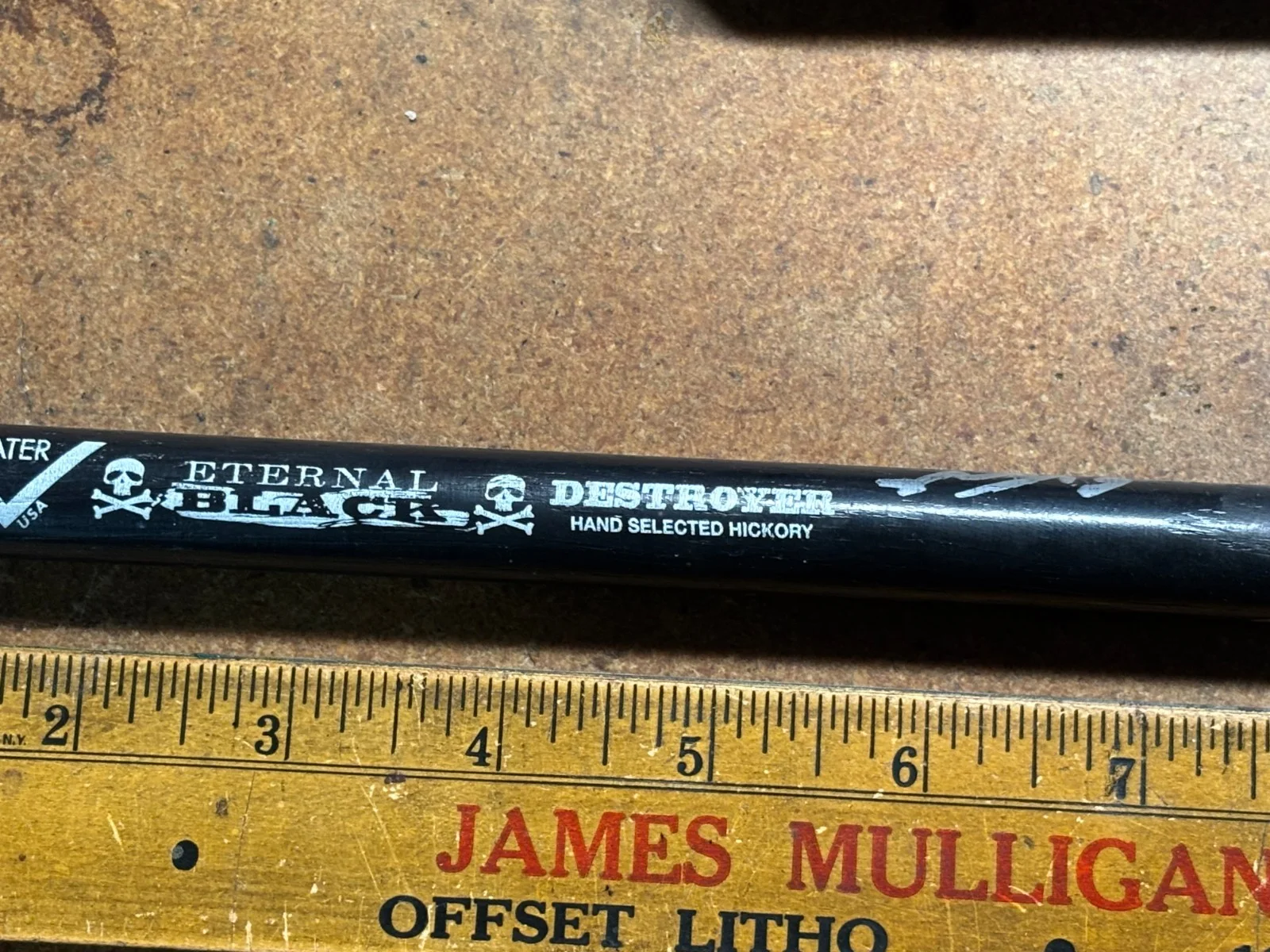 Unknown SIGNED Autographed VATER Eternal Black DESTROYER hickory wood DRUM STICK, image 4
