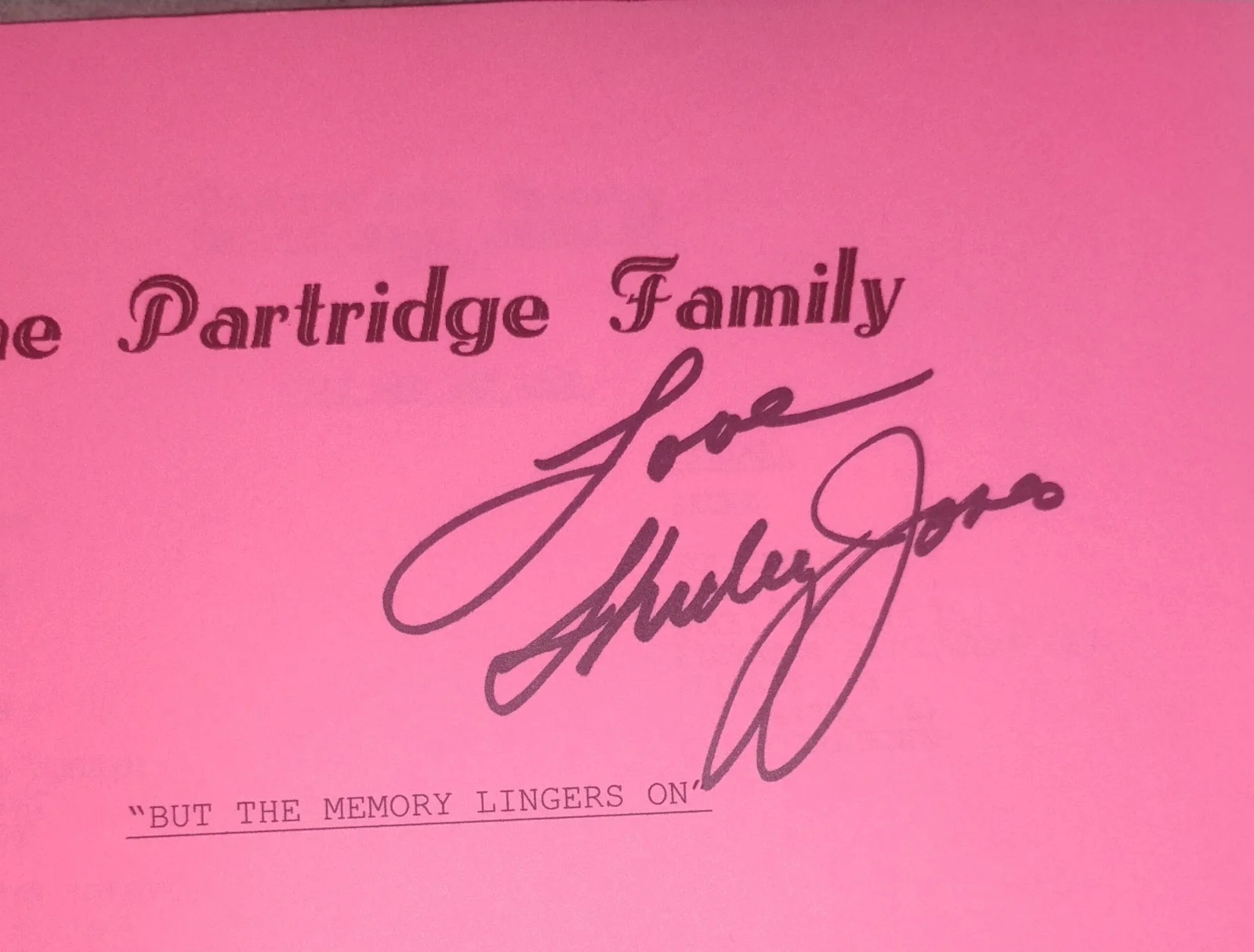 Shirley Jones Hand Signed The Partridge Family Script COA - NO US TARIFFS, image 3