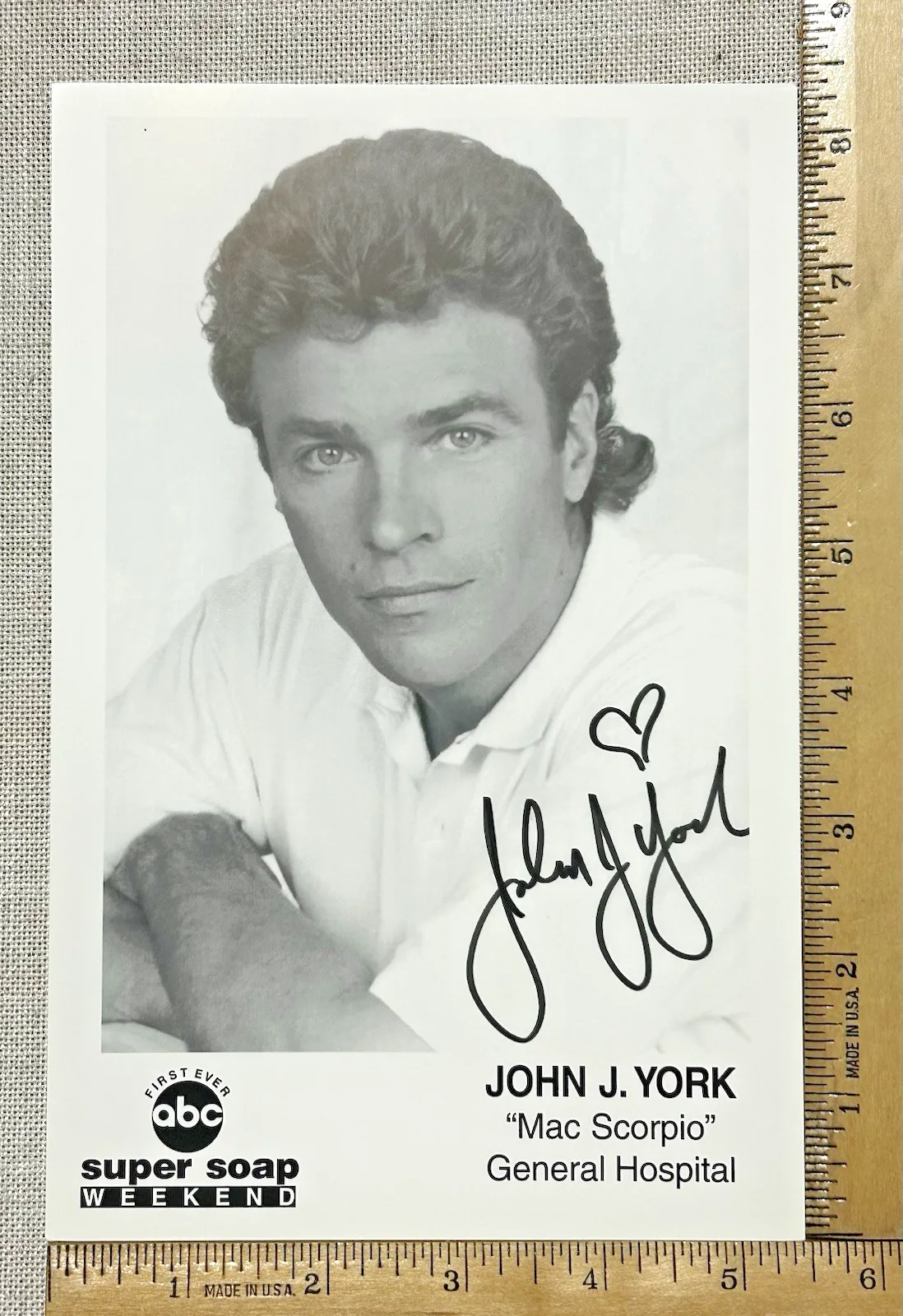 John York — John J York Hand Signed Autographed 5.5x8.5" General Hospital Port Charles, image 2