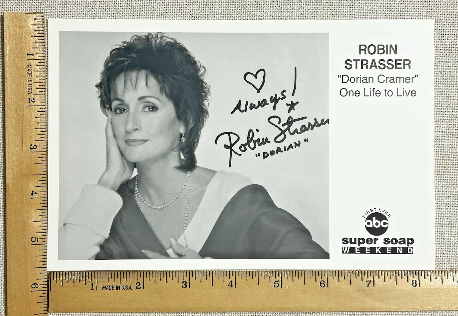 Robin Strasser — Robin Strasser Hand Signed 5.5" x 8.5" Photo One Life To Live, изображение 2