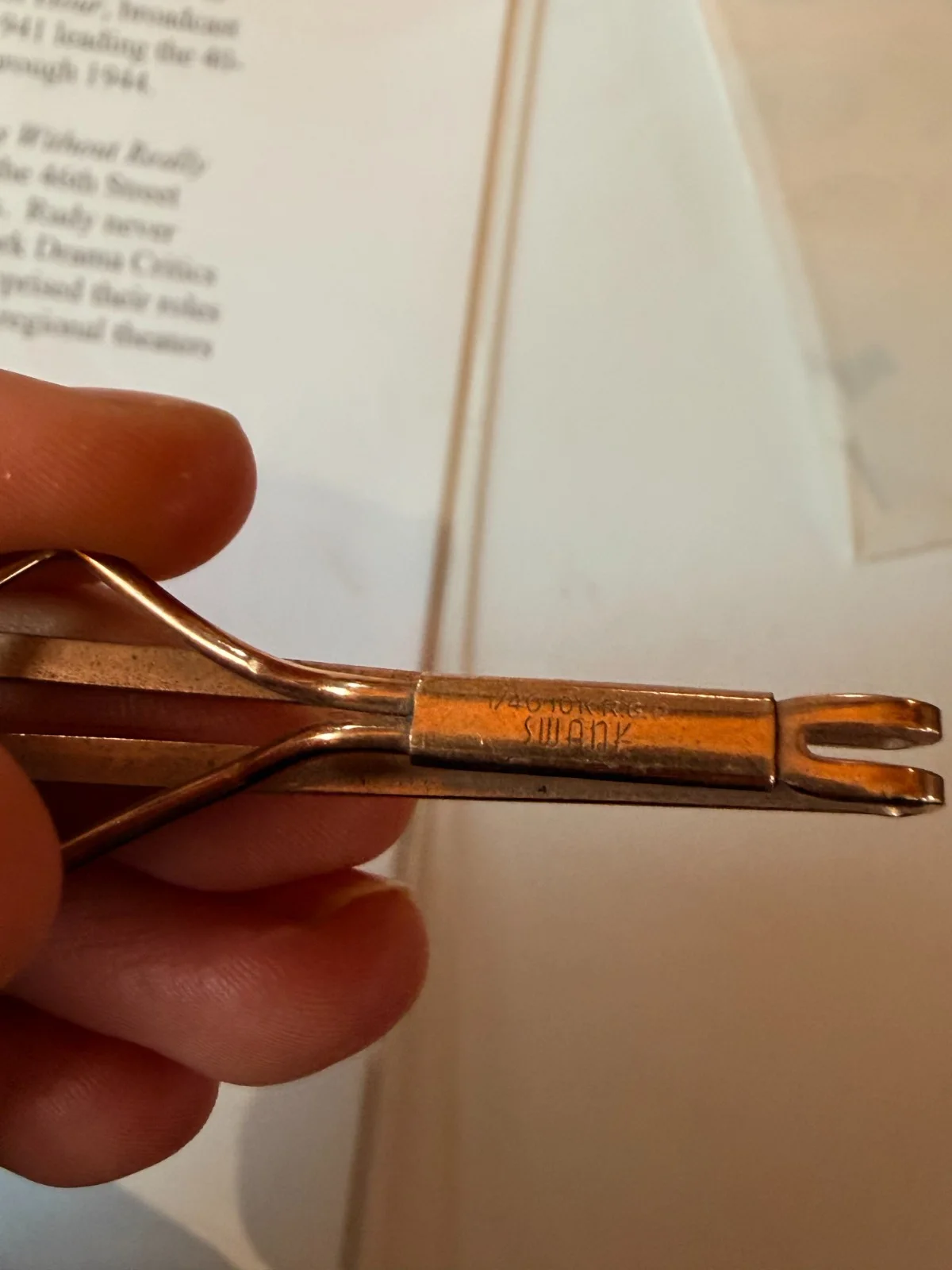 c. 1940 Swank Tie Clip owned by Rudy Vallée, image 2