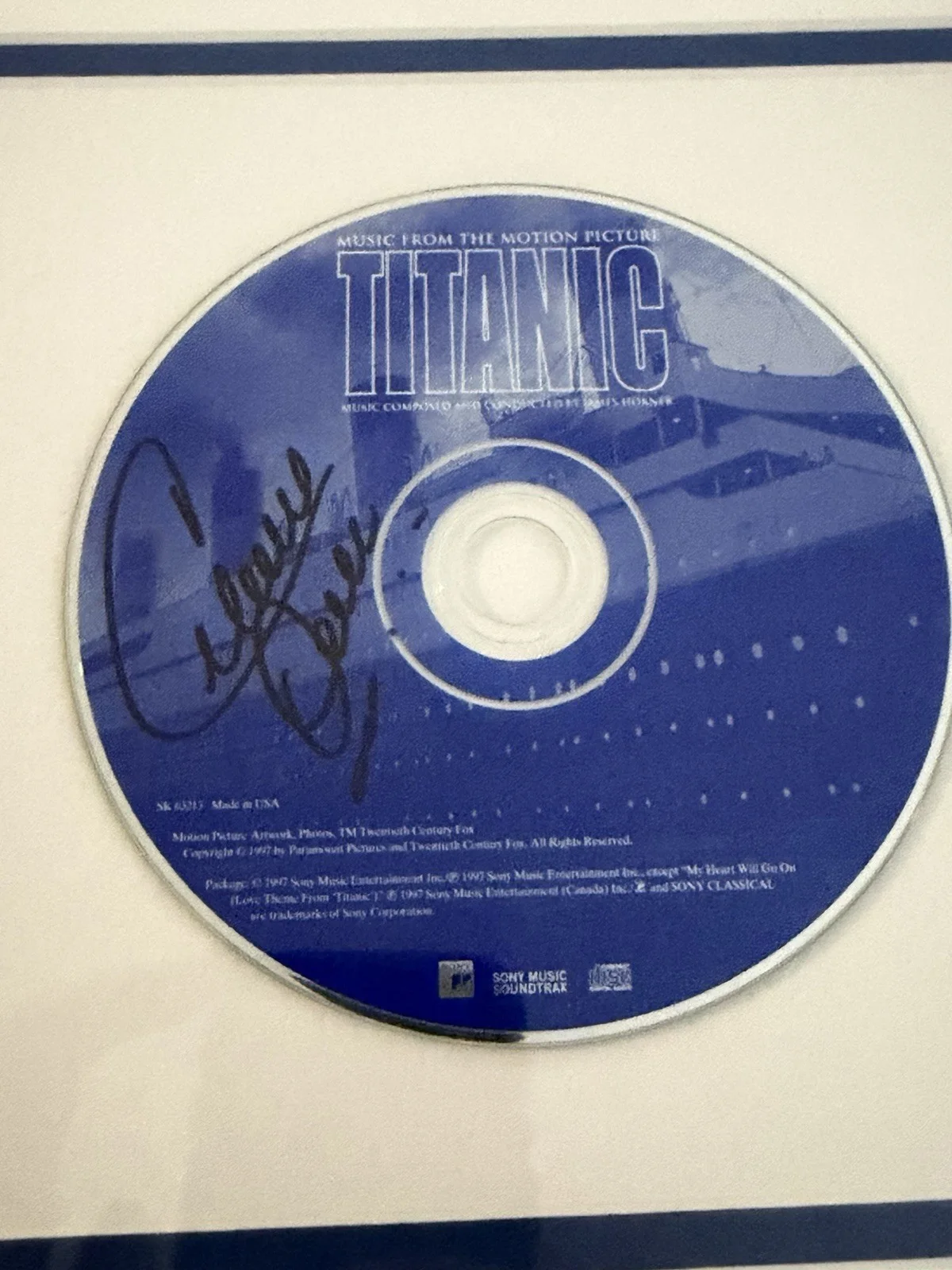 Celine Dion Signed Autograph Titanic OST Soundtrack CD Framed COA, image 5