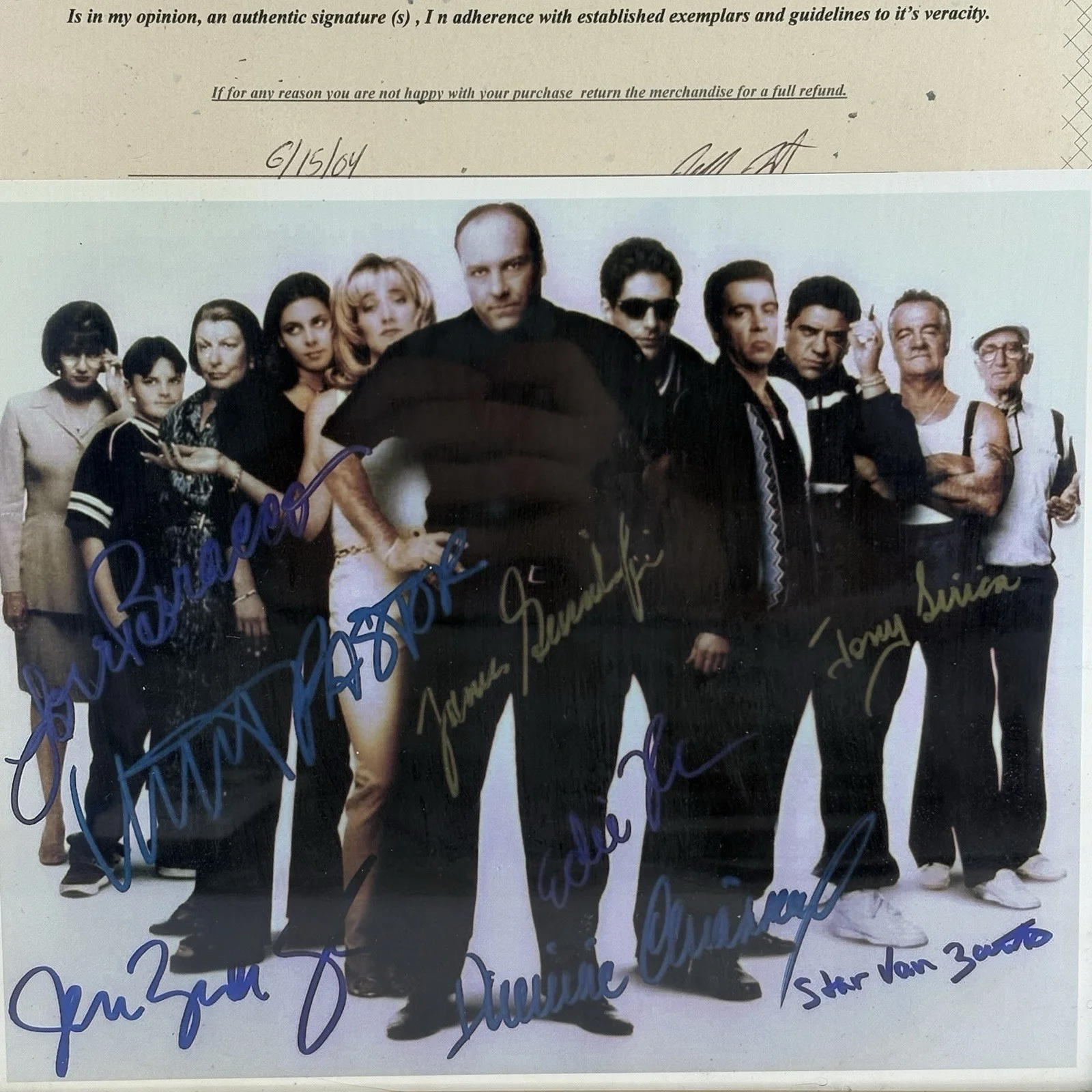 james gandolfini — THE SOPRANOS CAST SIGNED AUTOGRAPH COA 8x10 Picture 14x12 Frame James Gandolfini, image 2