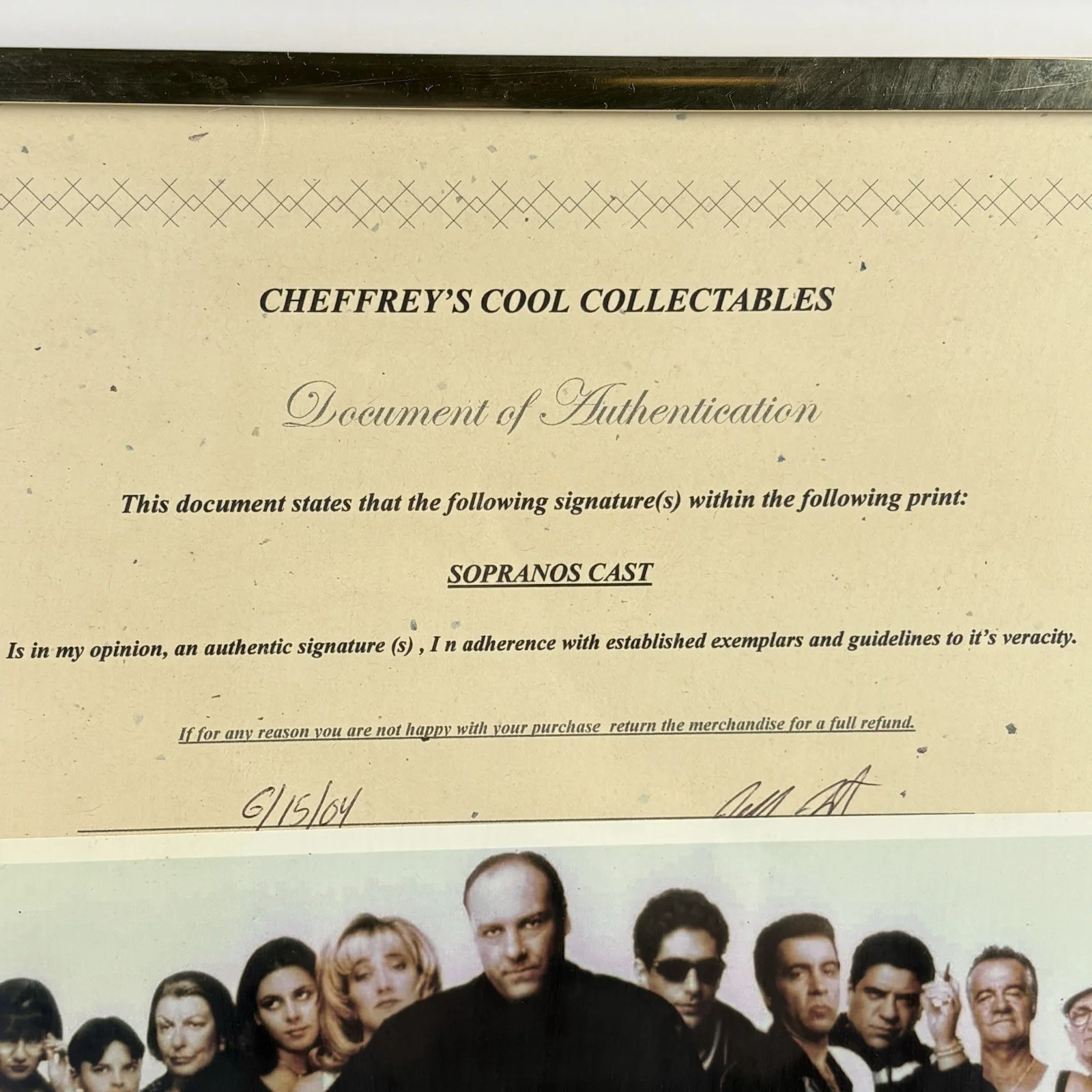 james gandolfini — THE SOPRANOS CAST SIGNED AUTOGRAPH COA 8x10 Picture 14x12 Frame James Gandolfini, image 4