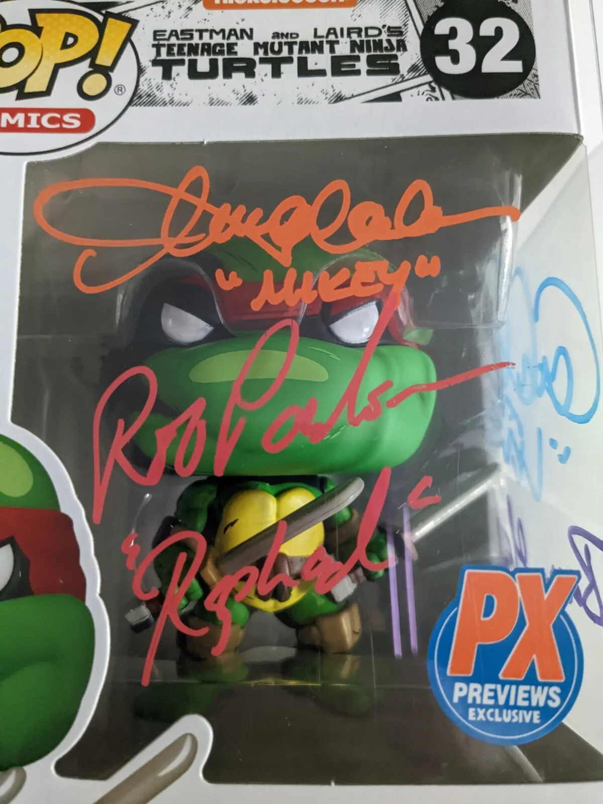 Rob Paulsen, Cam Clarke, Barry Gordon, Townsend Coleman — TMNT Original 4 LEONARDO FUNKO POP 4X Cast Signed Autographed TURTLES JSA COA, изображение 2