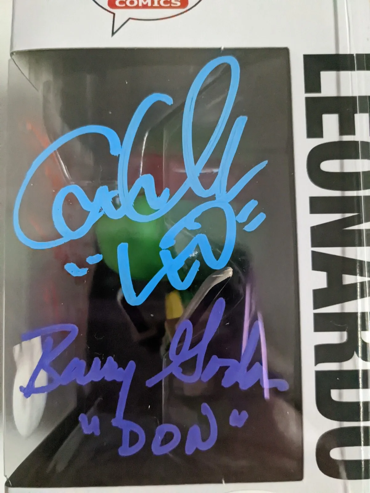 Rob Paulsen, Cam Clarke, Barry Gordon, Townsend Coleman — TMNT Original 4 LEONARDO FUNKO POP 4X Cast Signed Autographed TURTLES JSA COA, изображение 3