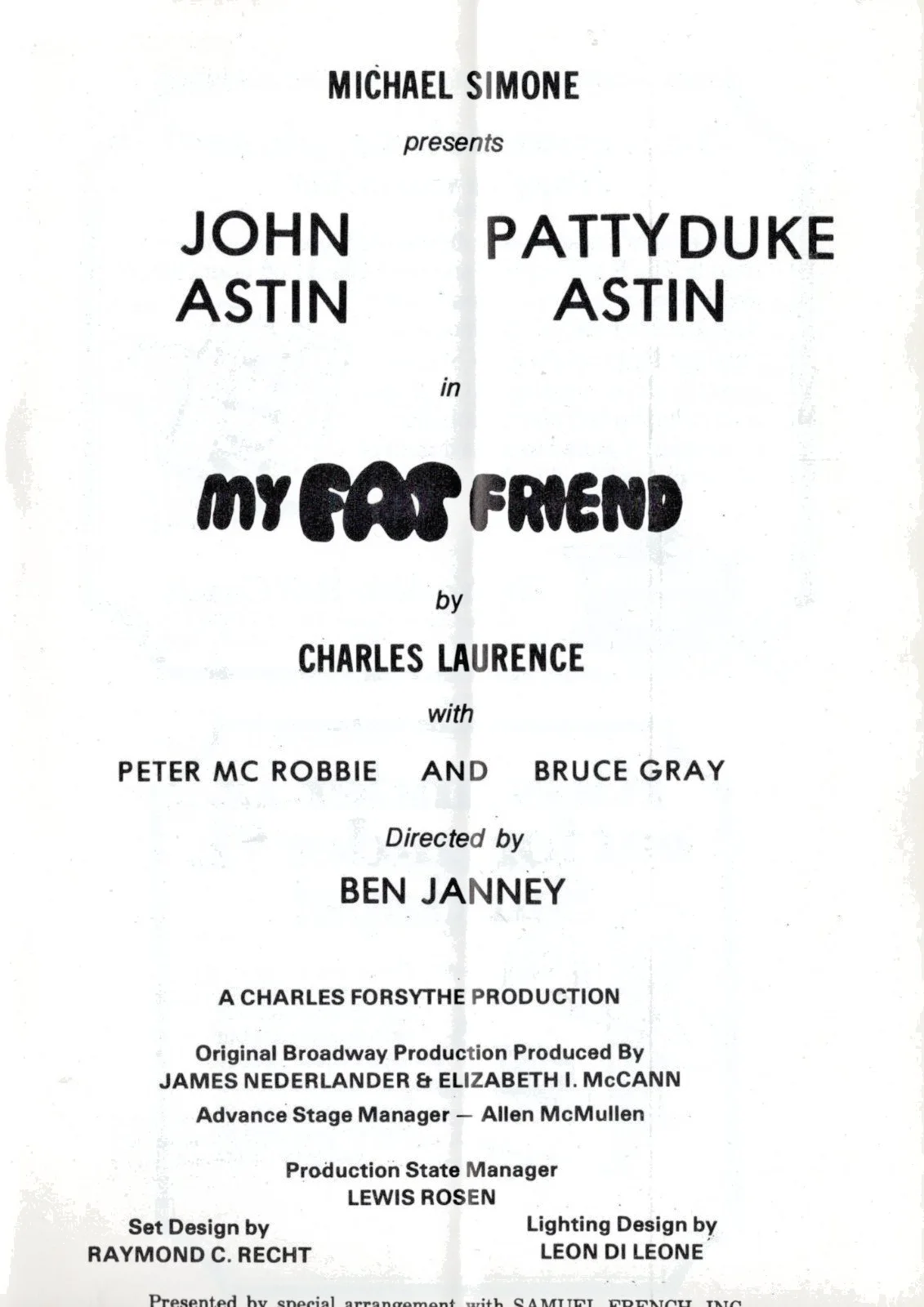 My Fat Friend Program Signed by Patty Duke and John Astin Westchester Playhouse, image 2