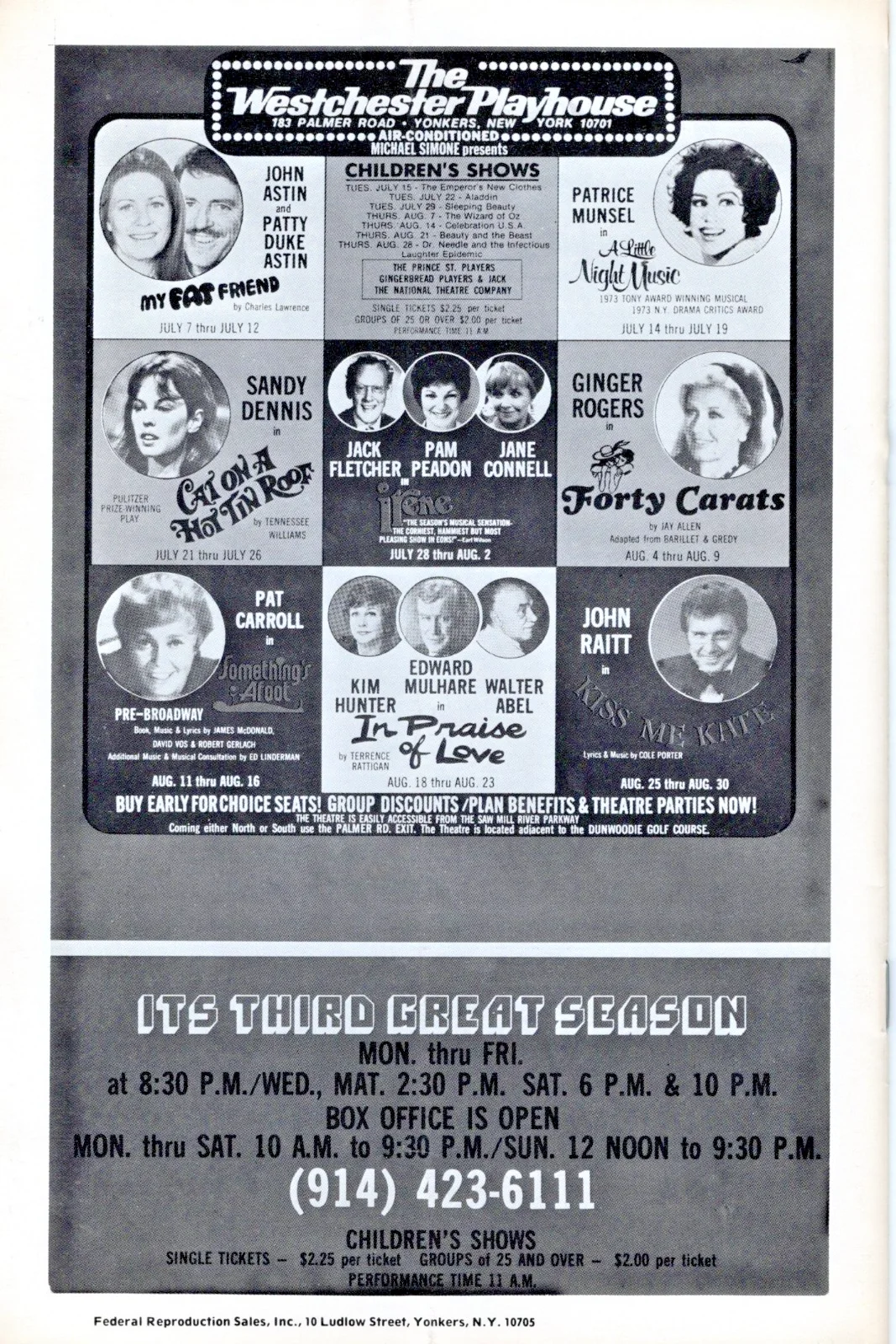 My Fat Friend Program Signed by Patty Duke and John Astin Westchester Playhouse, image 3