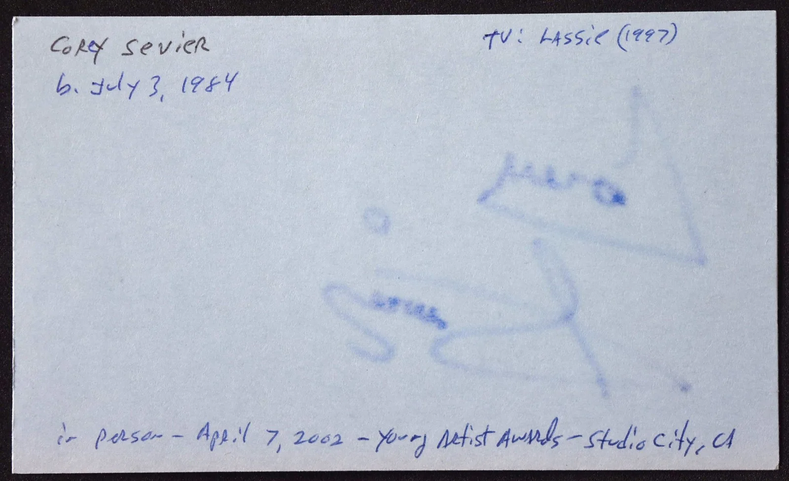 Corey Sevier Hand Signed Index Card, image 2