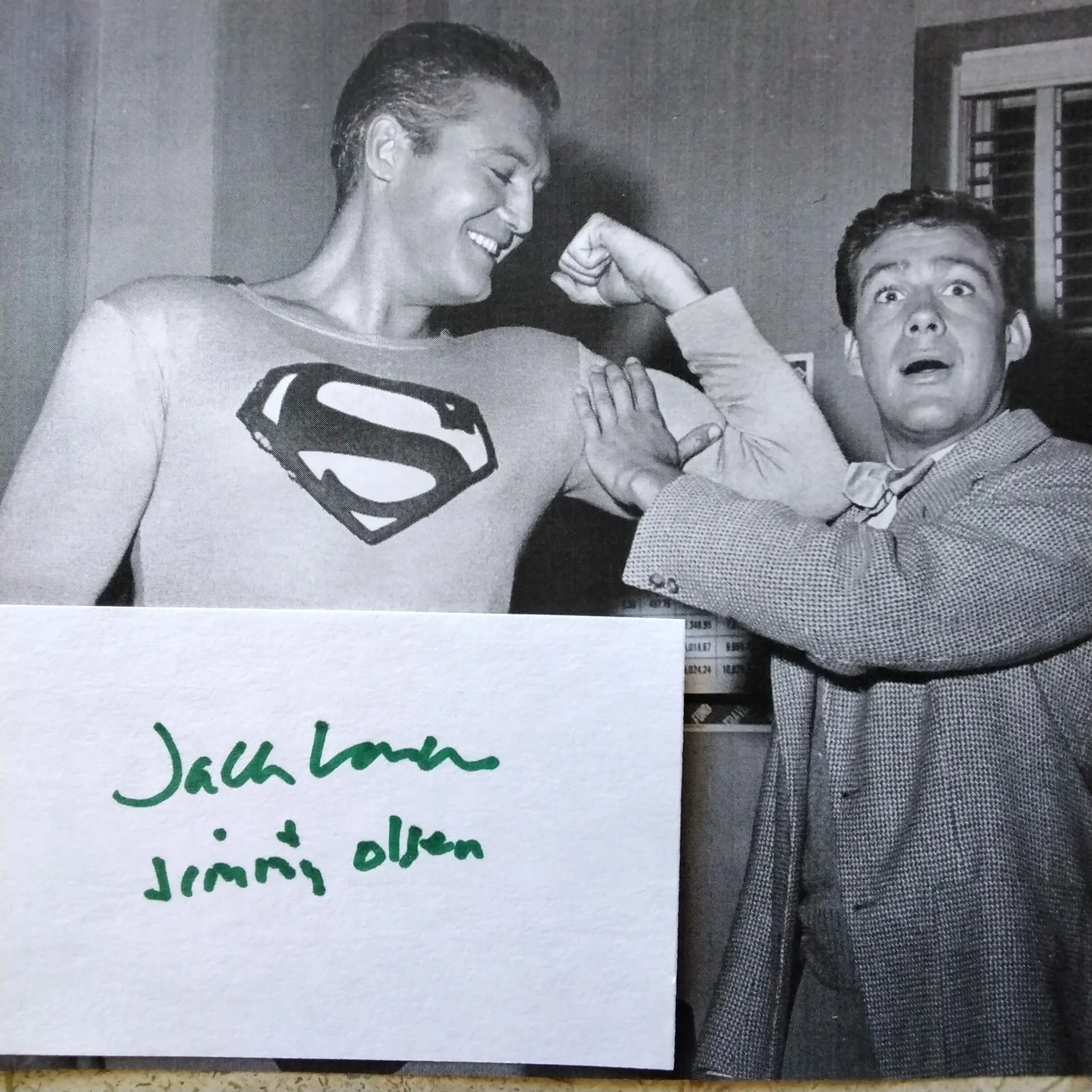 Jack Larson SIGNED Card 60s TV Actor Superman Jimmy Olson Golly Jeepers Reeves, image 2