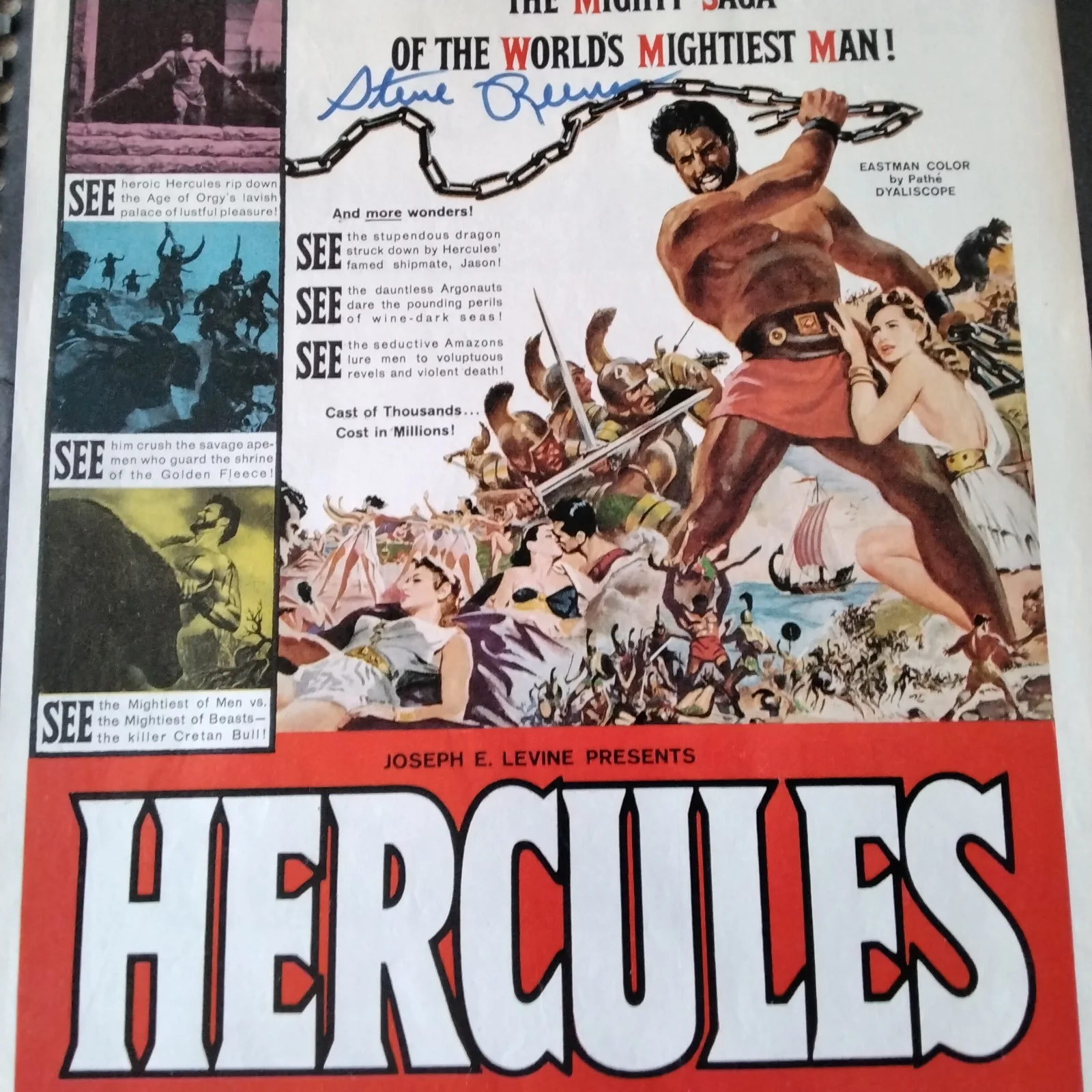 Steve Reeves SIGNED 1959 Movie Ad 50s Actor Hercules Bodybuilder Mr. Universe, image 3