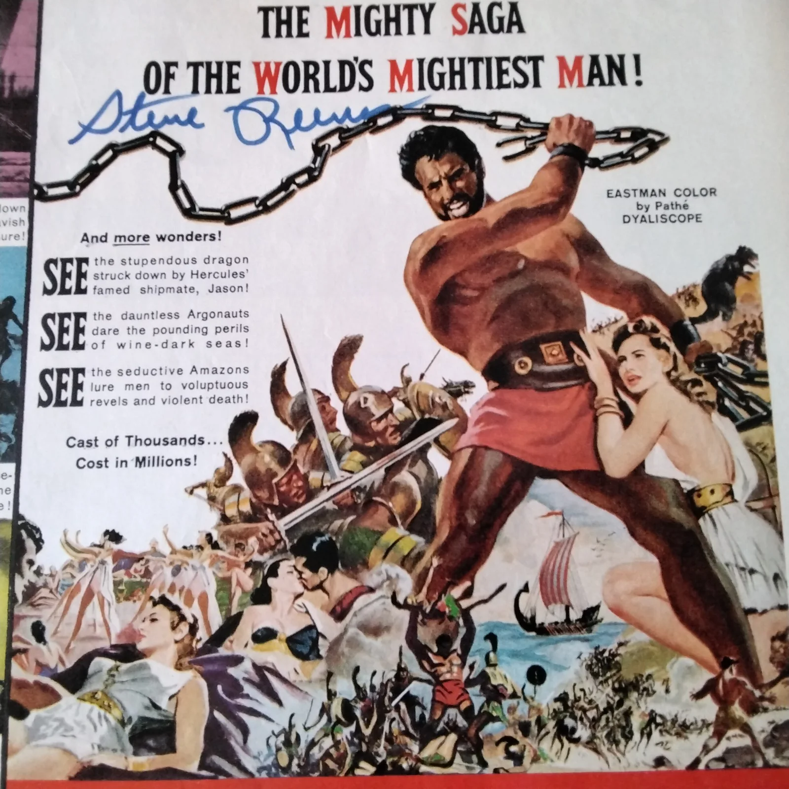Steve Reeves SIGNED 1959 Movie Ad 50s Actor Hercules Bodybuilder Mr. Universe, image 4