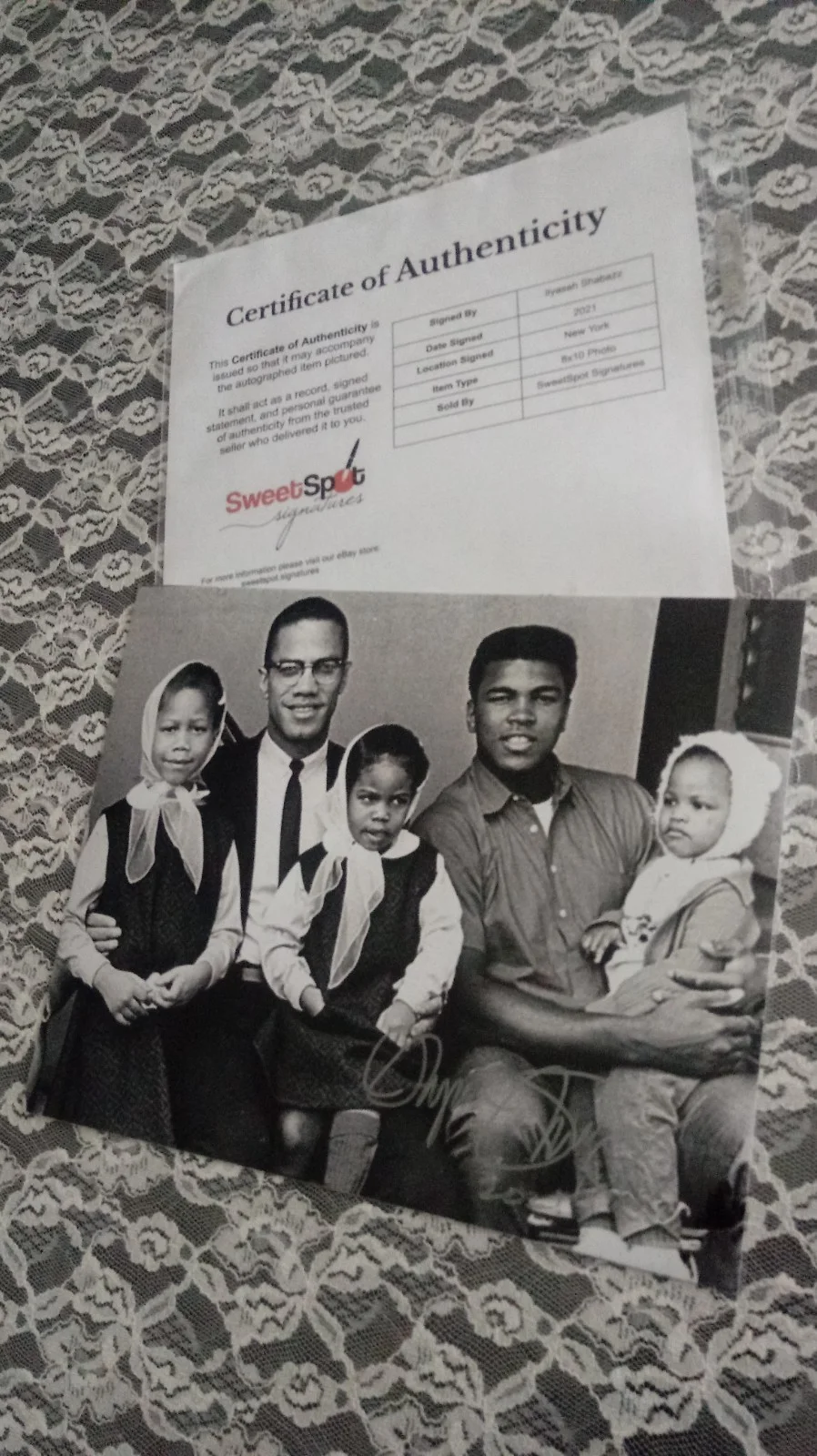 ILYASAH SHABAZZ — SIGNED ILYASAH SHABAZZ MALCOLM X DAUGHTER AUTOGRAPHED HTF MUHAMMAD ALI PHOTO COA, изображение 2