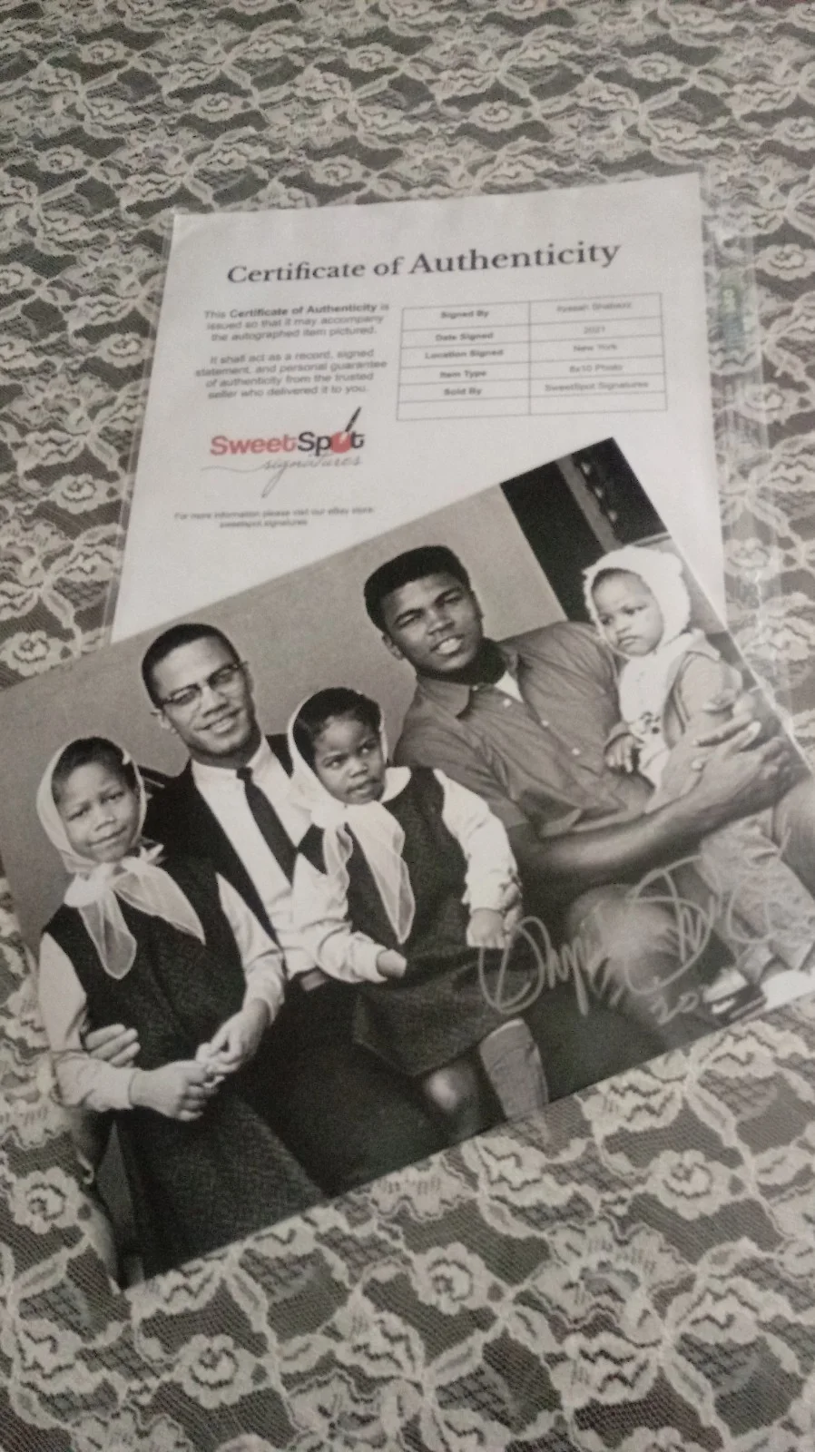 ILYASAH SHABAZZ — SIGNED ILYASAH SHABAZZ MALCOLM X DAUGHTER AUTOGRAPHED HTF MUHAMMAD ALI PHOTO COA, изображение 3