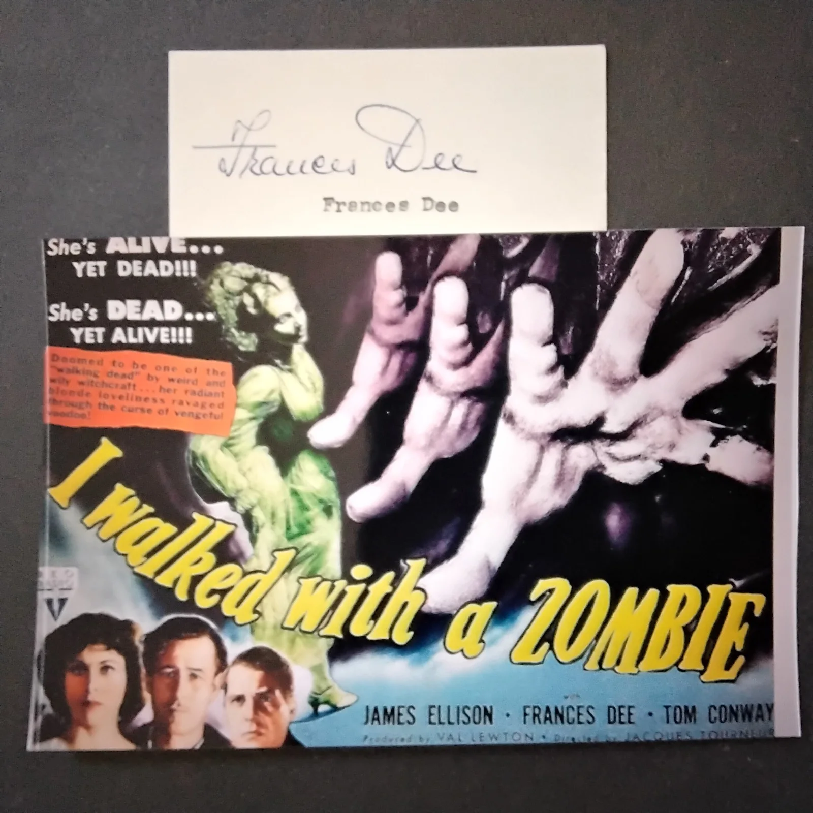 Frances Dee SIGNED Card Photo Movie Actress Little Women Walked Zombie Mad Love, изображение 2