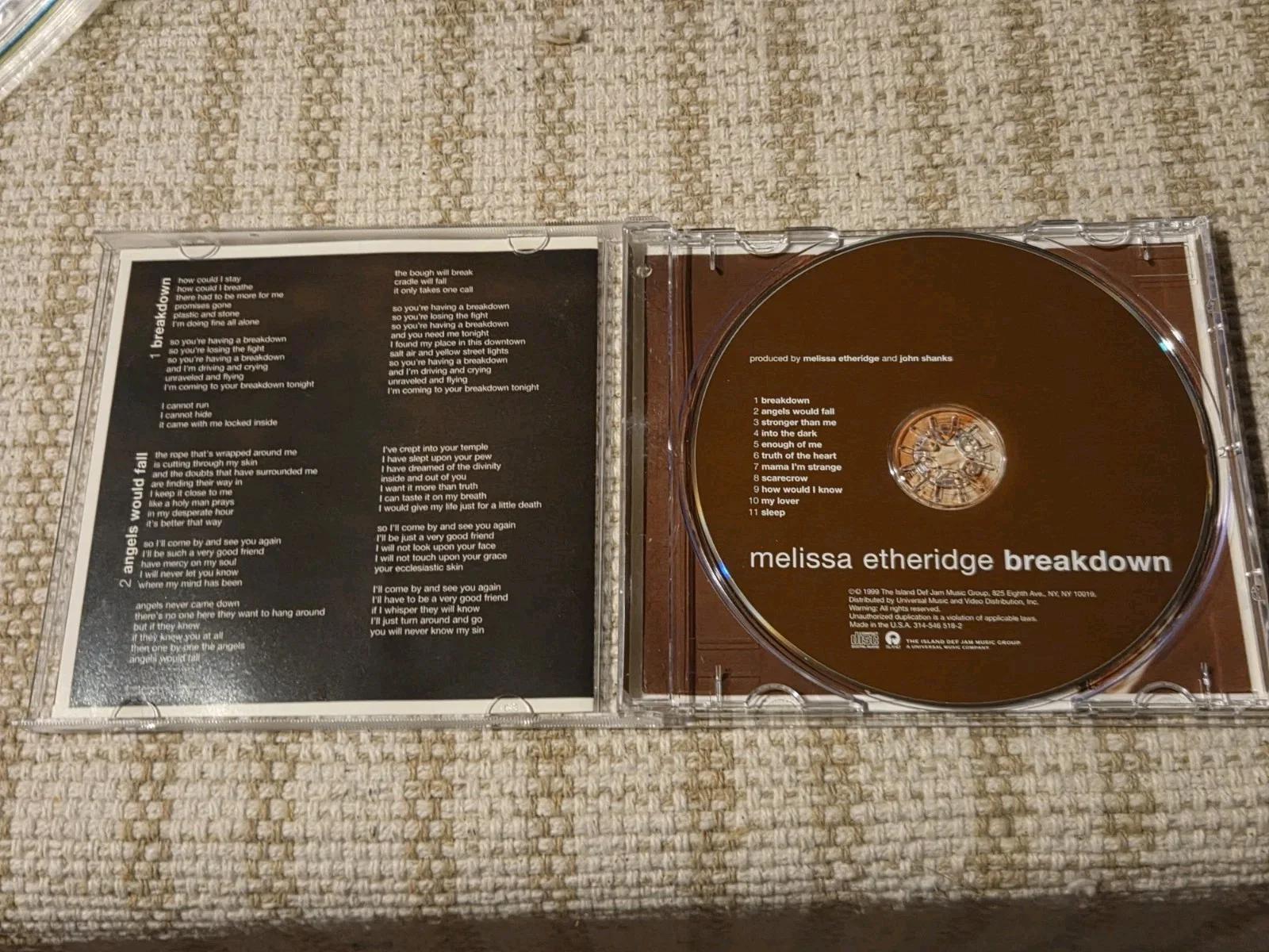 Melissa Etheridge - BREAKDOWN - Signed Autograph CD Cover, изображение 3