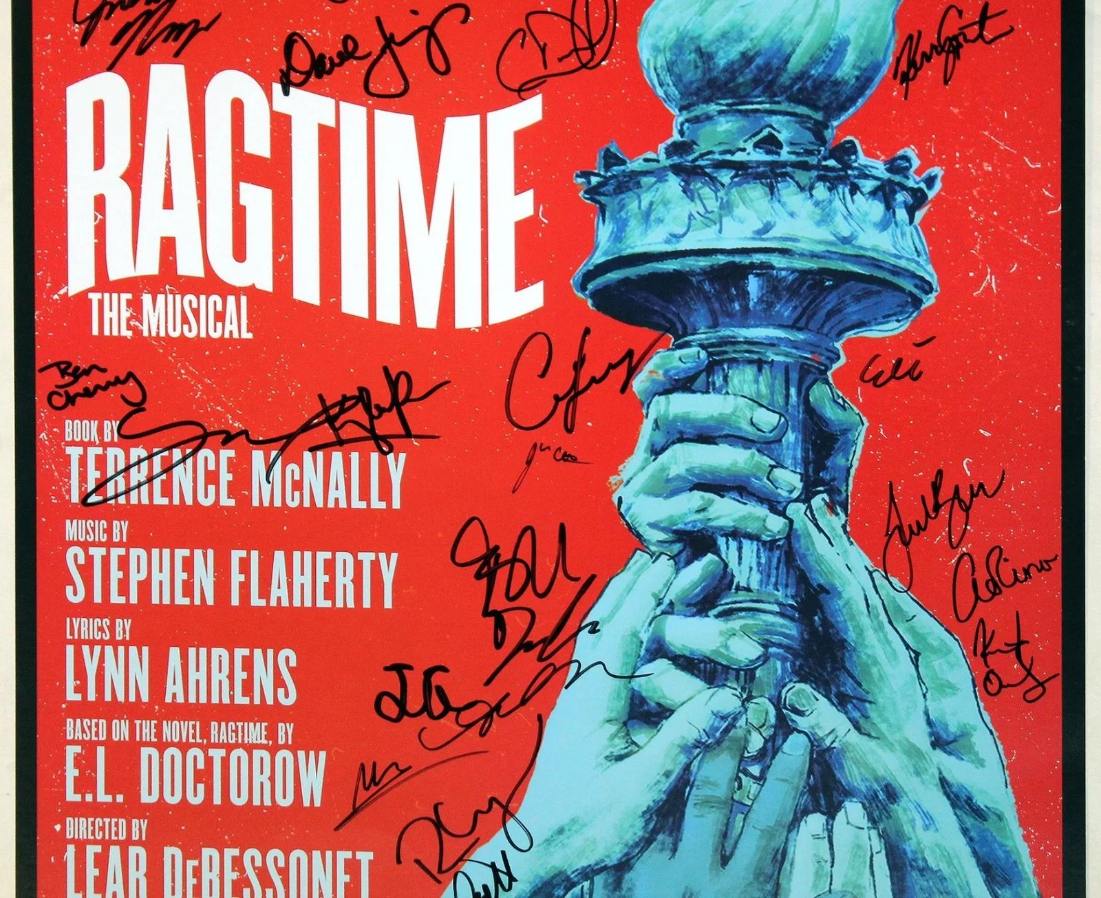 RAGTIME Lincoln Center Partial Cast Joshua Henry, Caissie Levy Signed Poster BWB, image 3