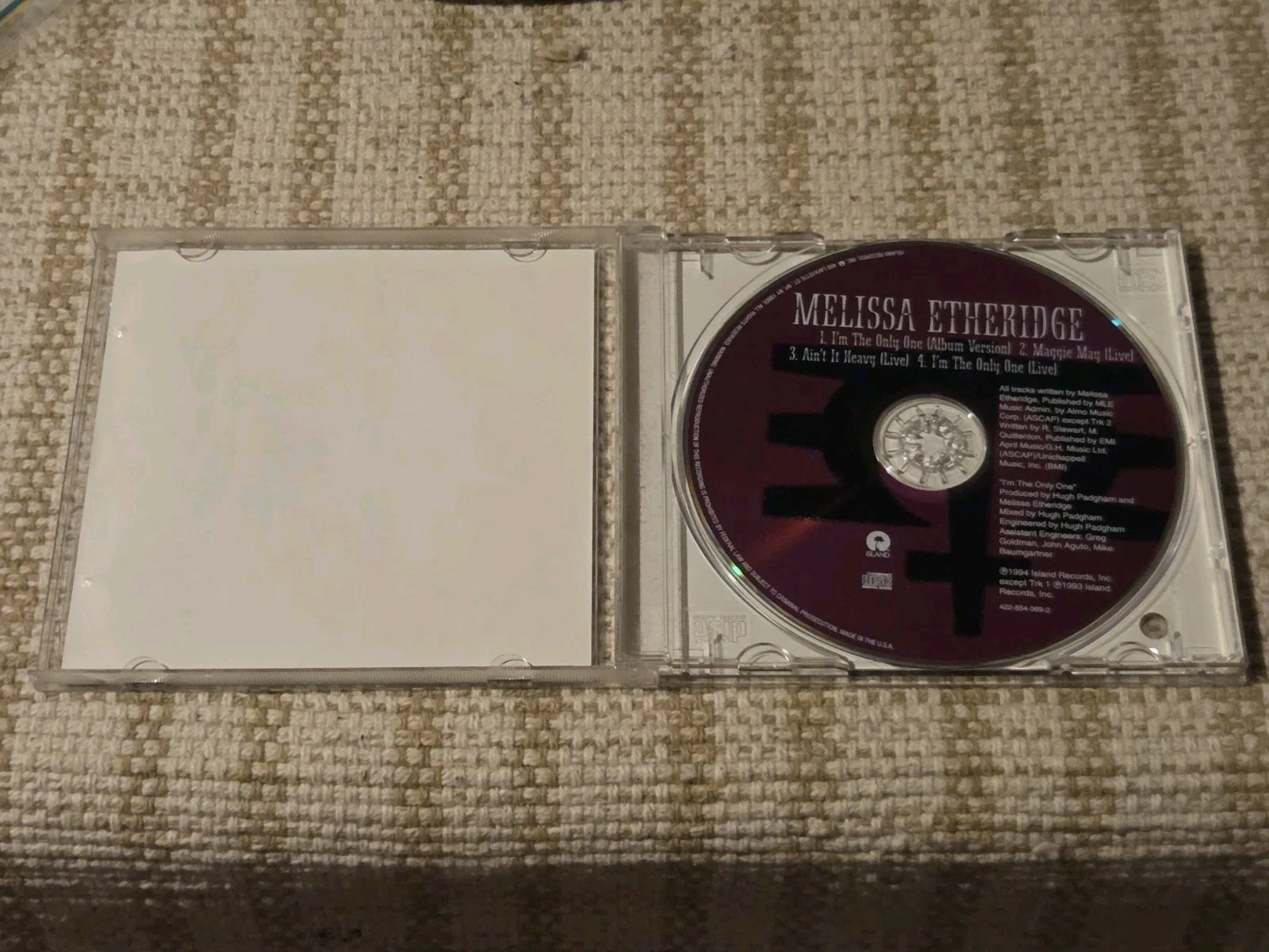 Melissa Etheridge - I'm The Only One - Signed Autograph CD Cover, image 3