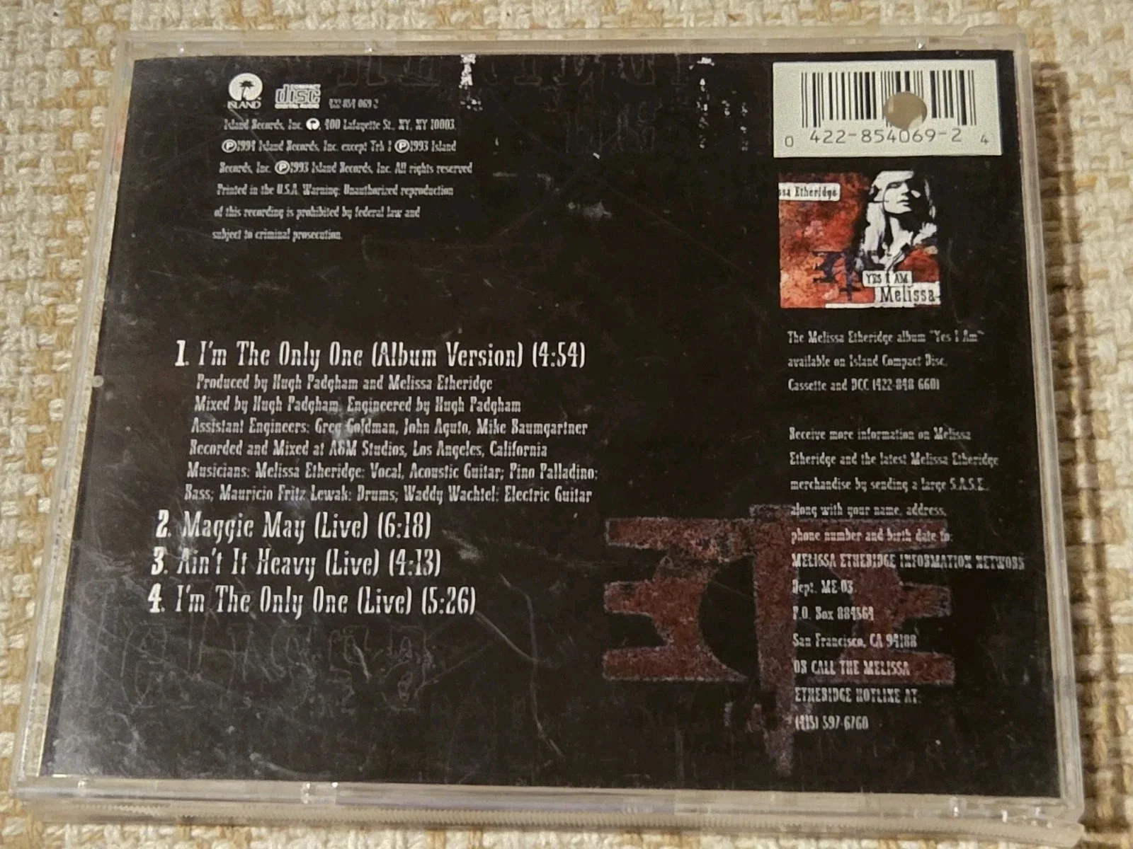 Melissa Etheridge - I'm The Only One - Signed Autograph CD Cover, image 4
