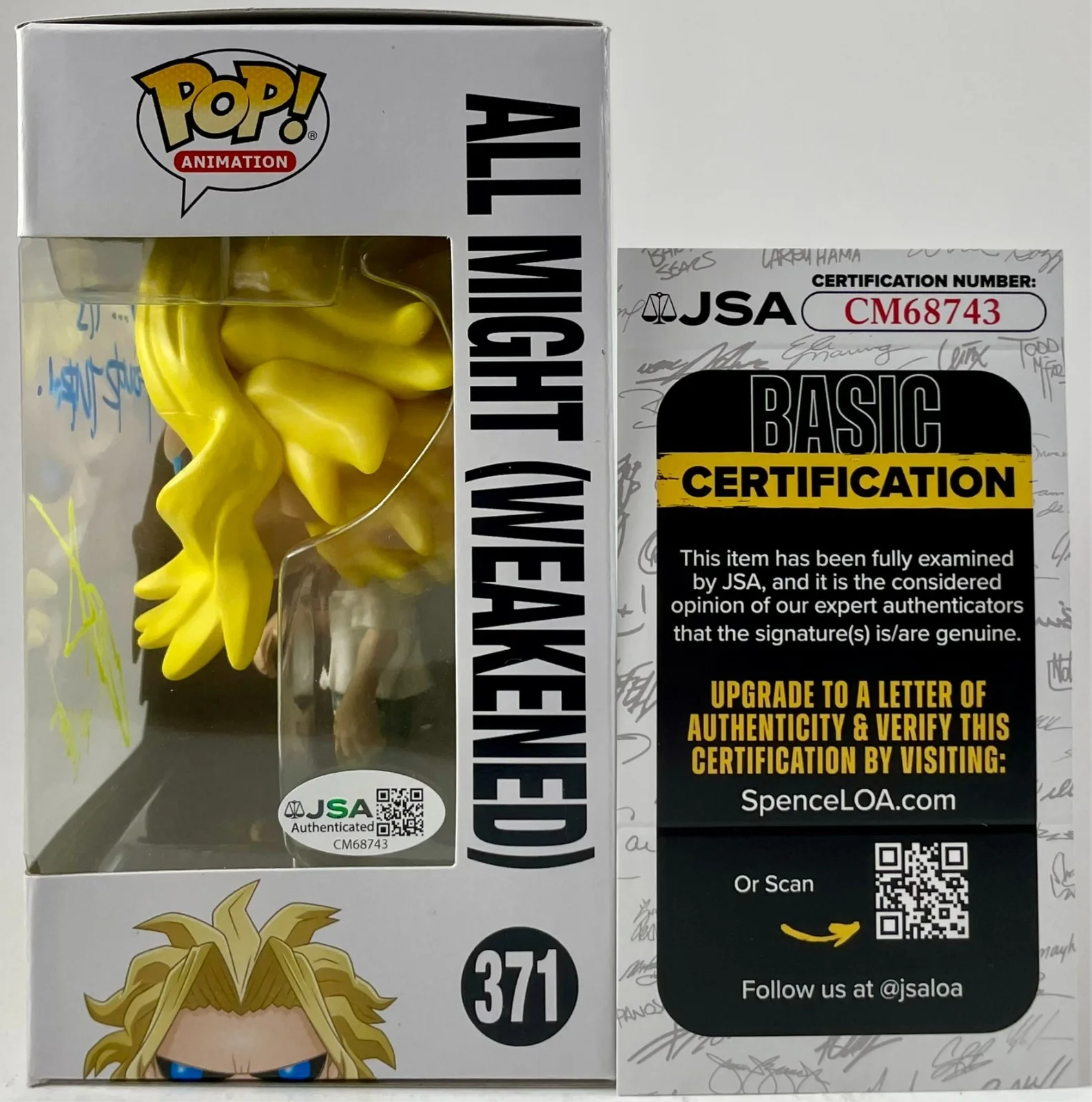 Chris Sabat — Chris Sabat Signed My Hero Academia All Might Weakened Funko POP! Vinyl JSA COA, изображение 3