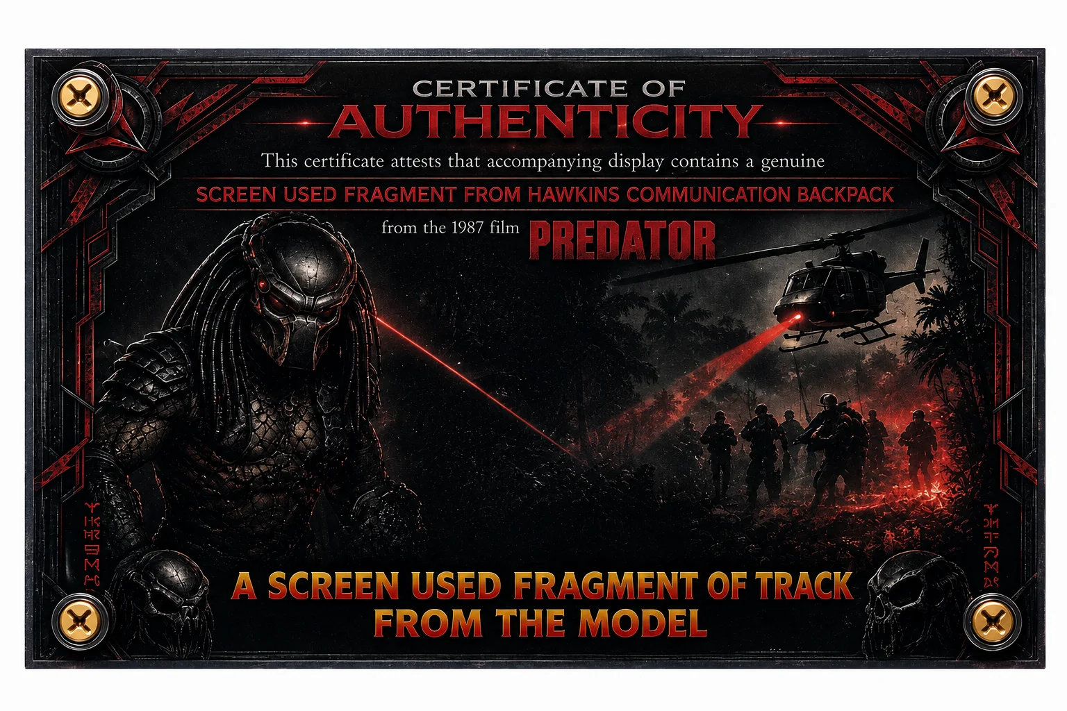 Predator Screen Used Hawkins Backpack Fragment Display COA Arnold Schwarzenegger, image 2