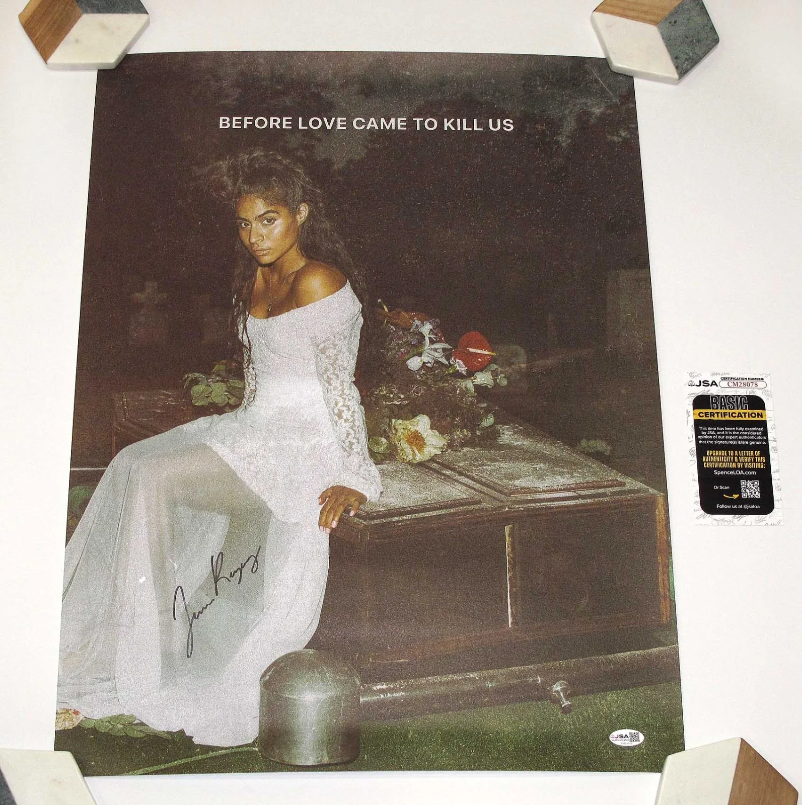 JESSIE REYEZ — Jessie Reyez signed "BEFORE LOVE CAME TO KILL US" 18x24 Poster LITHOGRAPH b JSA