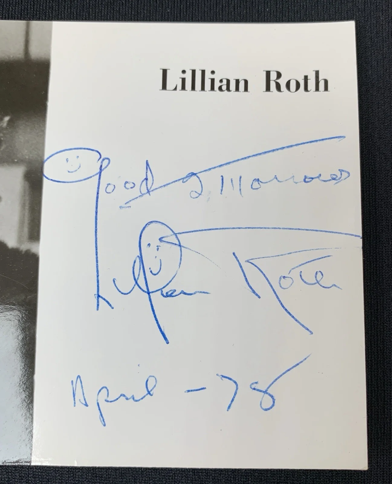 Lillian Roth — LILLIAN ROTH Signed Photo Card - Tragic Hollywood Actress & Singer Autograph, изображение 2