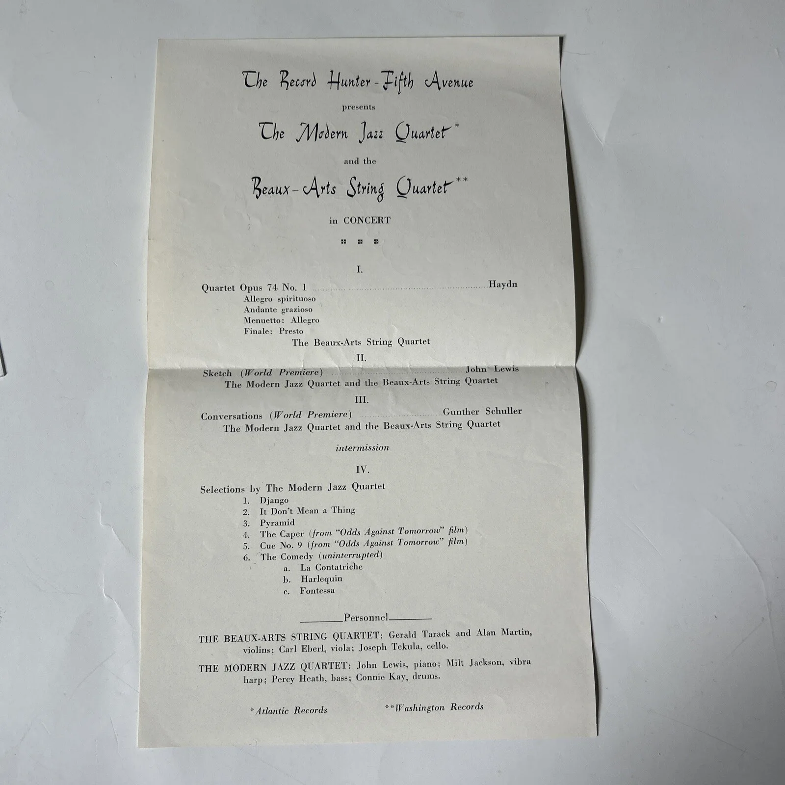 VTG 1960 The Modern Jazz Quartet & Beaux-Arts signed autograph program-COA, image 4
