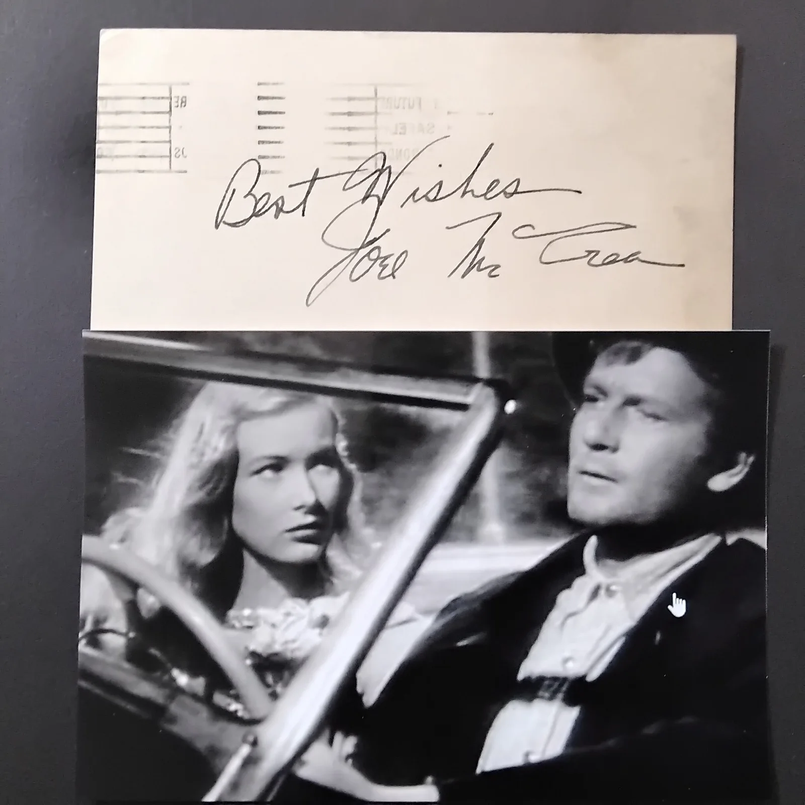 Joel McCrea SIGNED 1954 Postcard RKO Movie Actor Westerns Sullivan's Travels, image 2