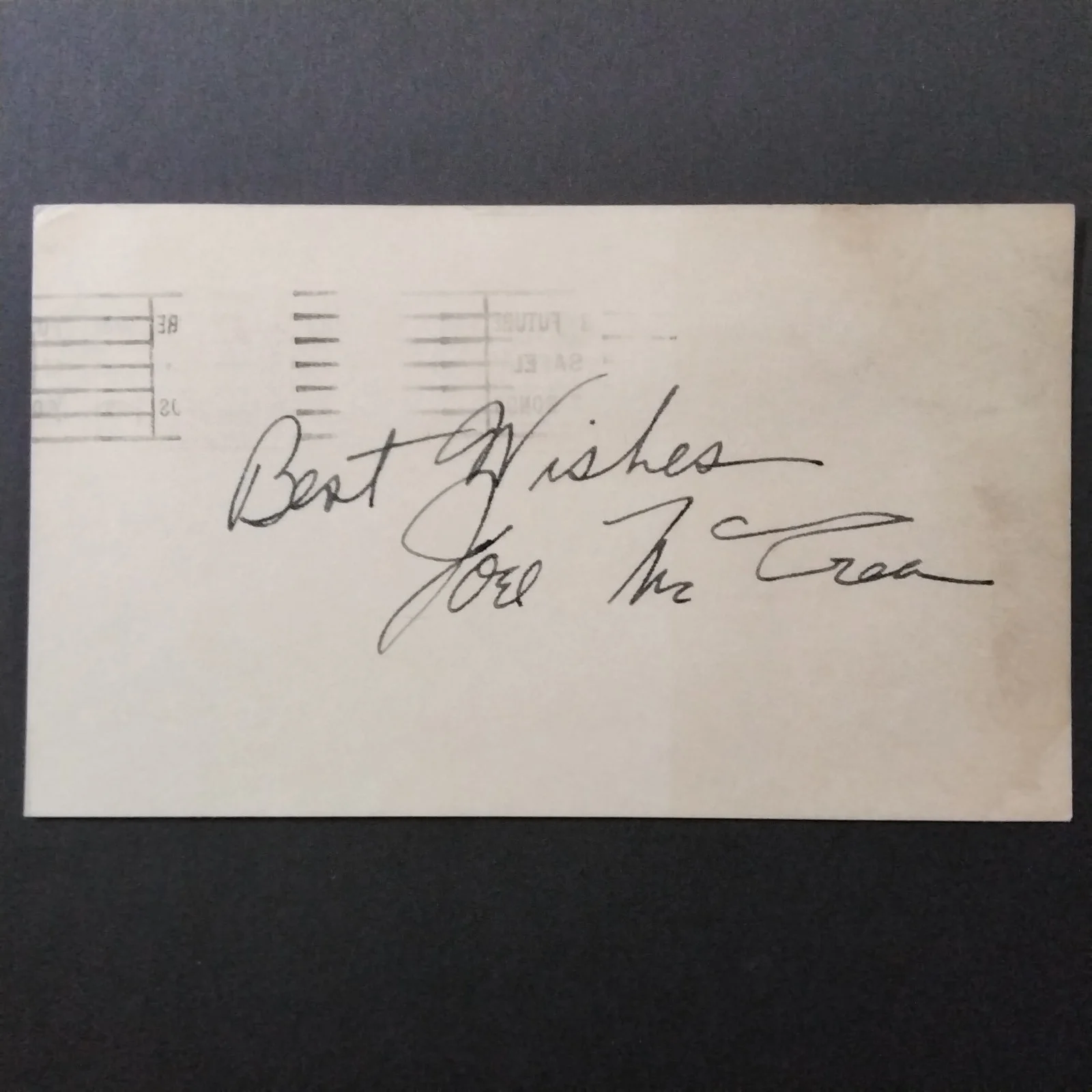 Joel McCrea SIGNED 1954 Postcard RKO Movie Actor Westerns Sullivan's Travels, image 3