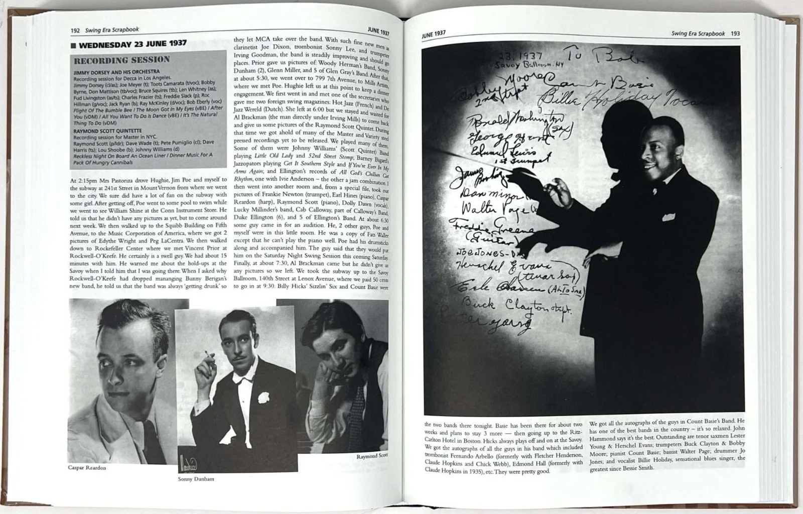 COUNT BASIE 1937 Photo SIGNED BY BILLIE HOLIDAY, BASIE, LESTER YOUNG & 12 More, изображение 4