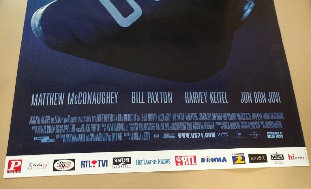 U-571 Original 2000 One Sheet Movie Poster 40"x27" Mint Matthew McConaughey, изображение 2