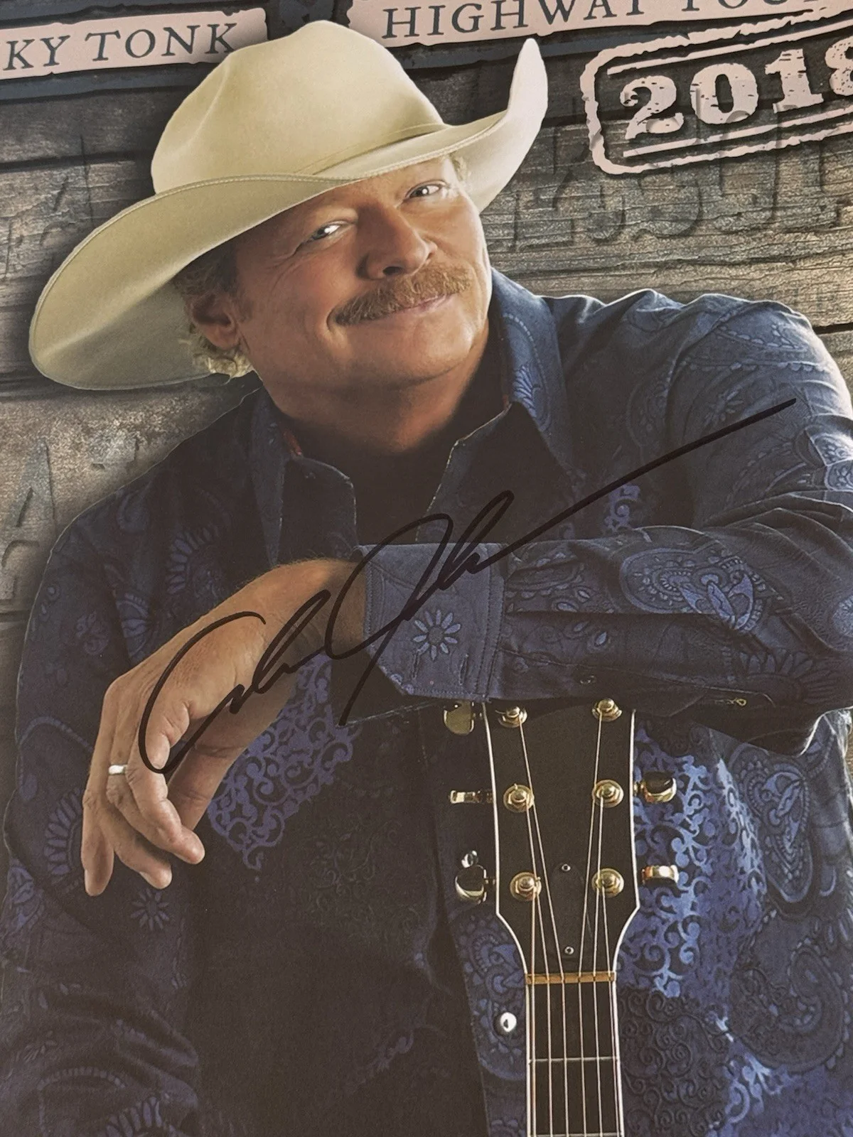 Autographed Alan Jackson Stetson Hat SZ 7 Honky Tonk Poster T Shirt XL, image 3