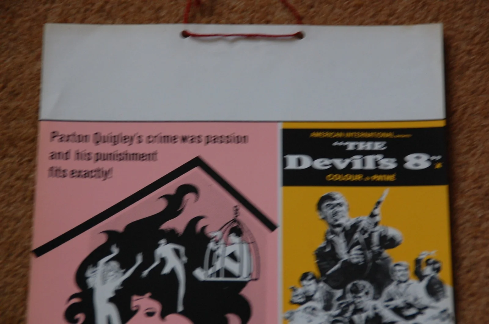 3 IN THE ATTIC / THE DEVIL'S 8 (1968/9) - RARE ORIG. UK BOX OFFICE HANGING CARD, image 2
