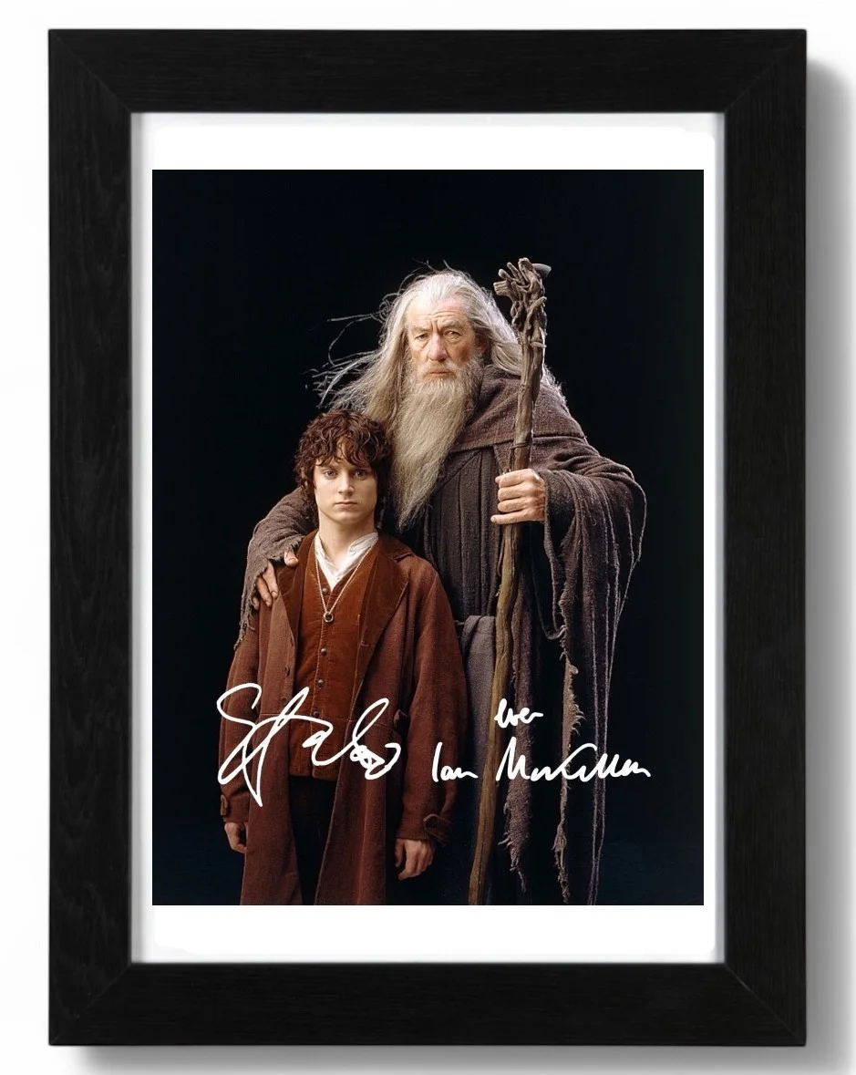 Elijah Wood / Ian Mckellen Signed Autograph PHOTO Pre Print / Framed LOTR, image 2